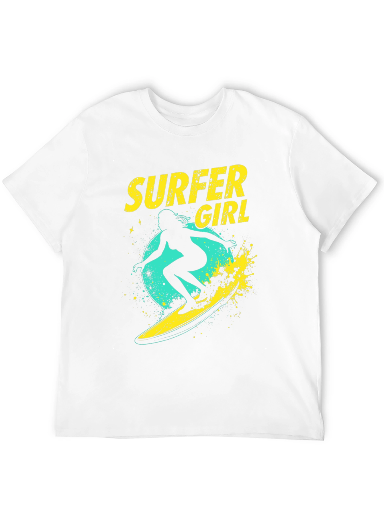 Surfer Girl Graphic Tee - Black Cotton T-Shirt