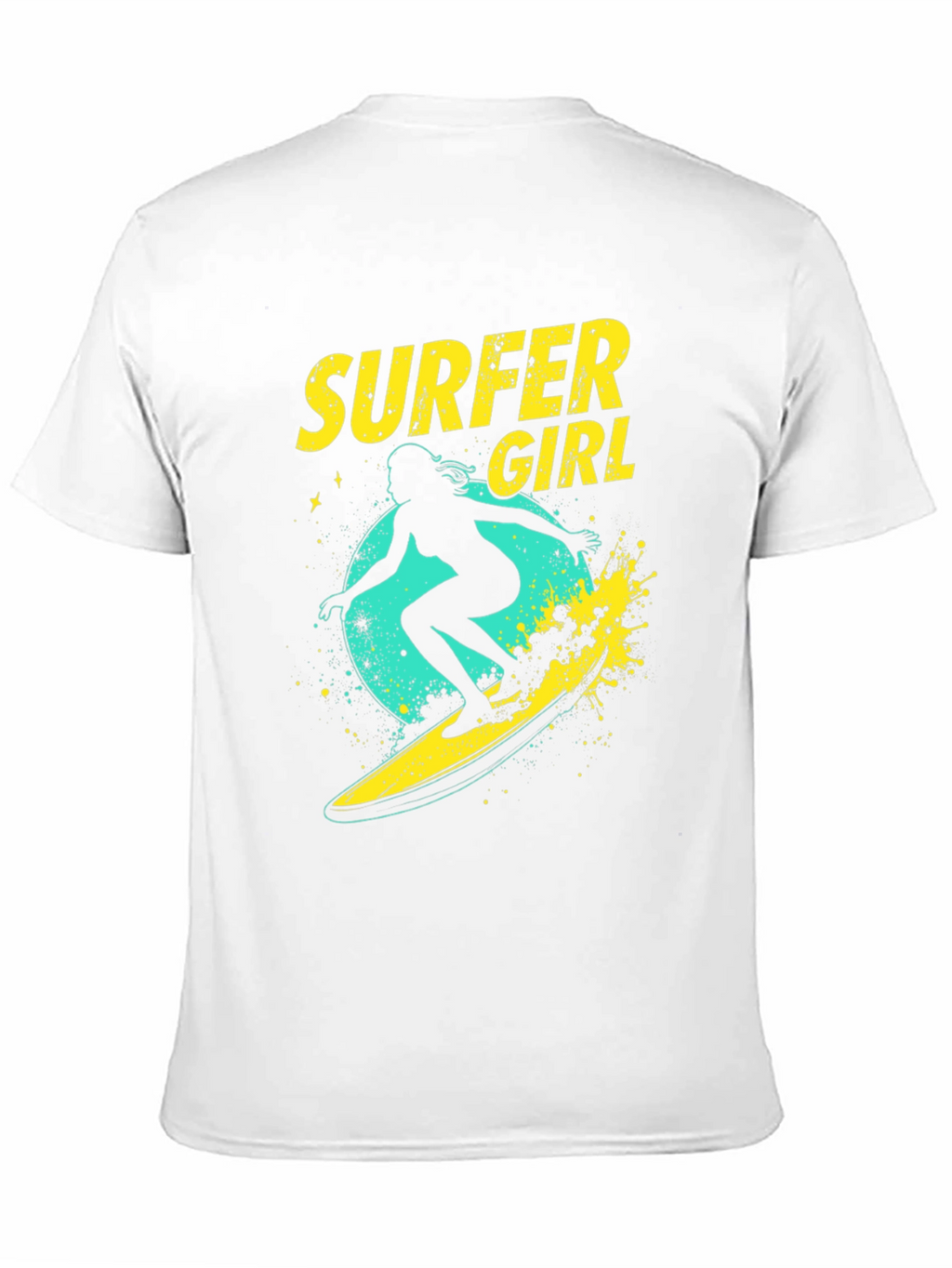 Surfer Girl Graphic Tee - Black Cotton T-Shirt
