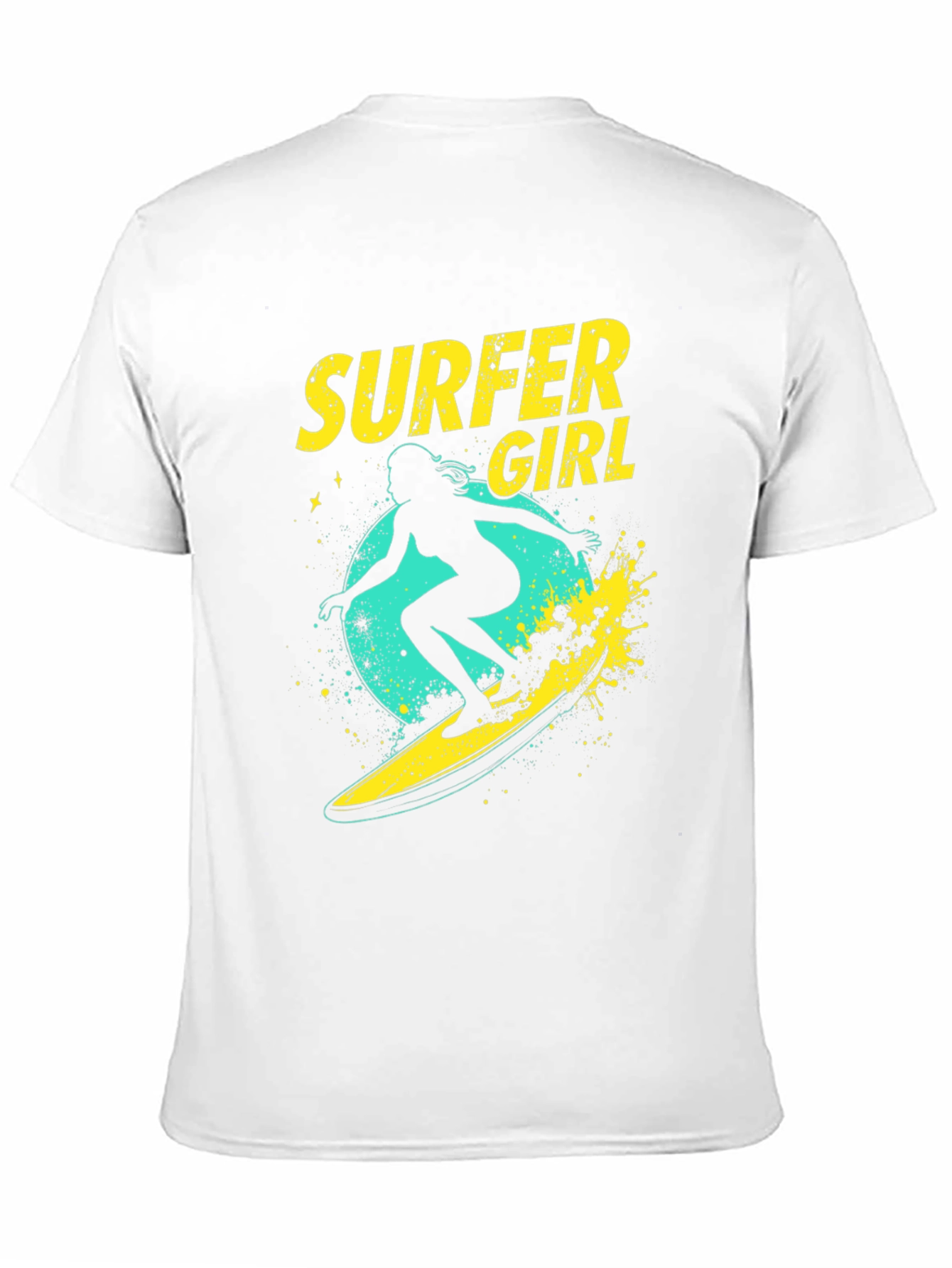 Surfer Girl Graphic Tee - Black Cotton T-Shirt