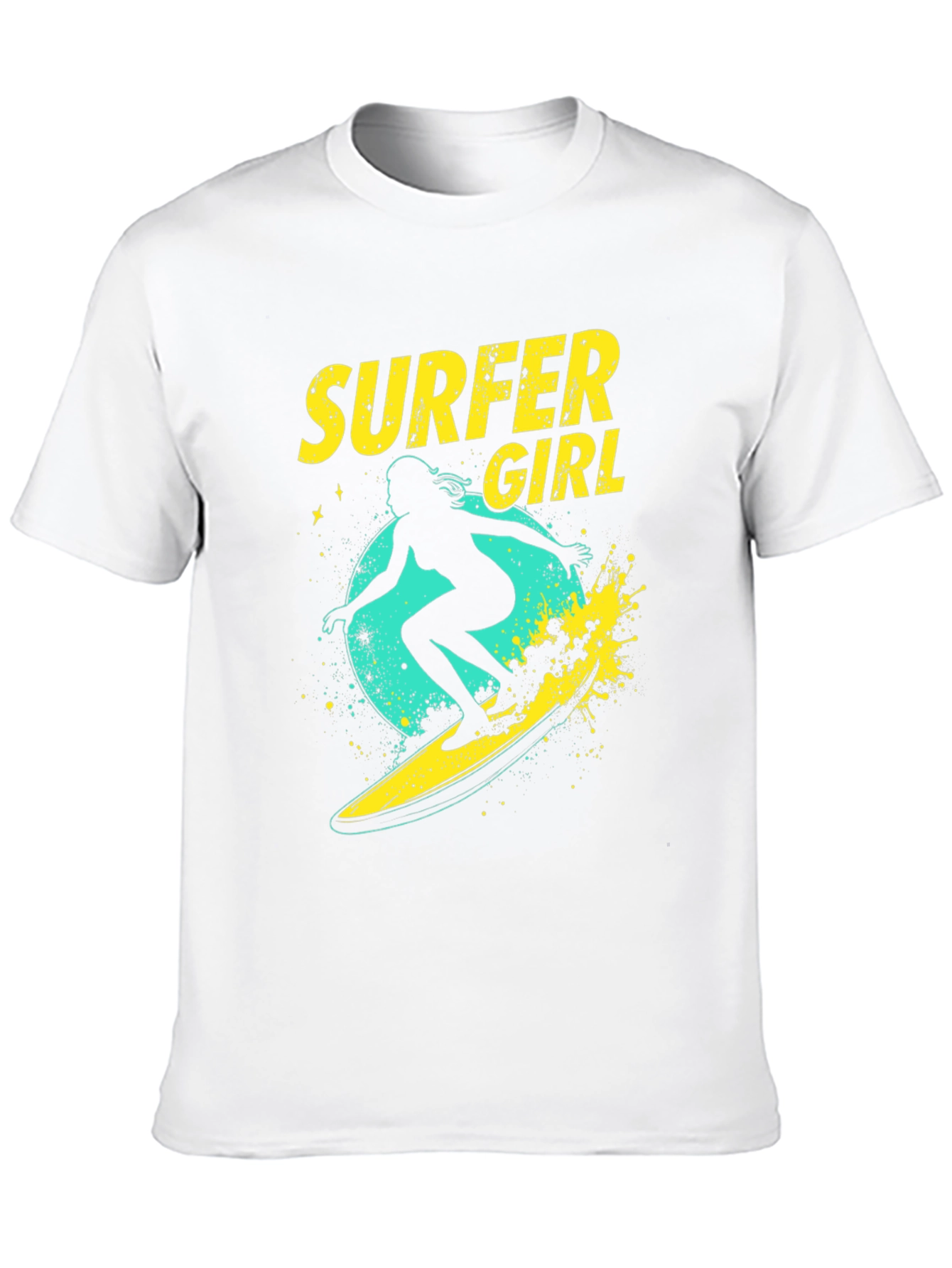 Surfer Girl Graphic Tee - Black Cotton T-Shirt