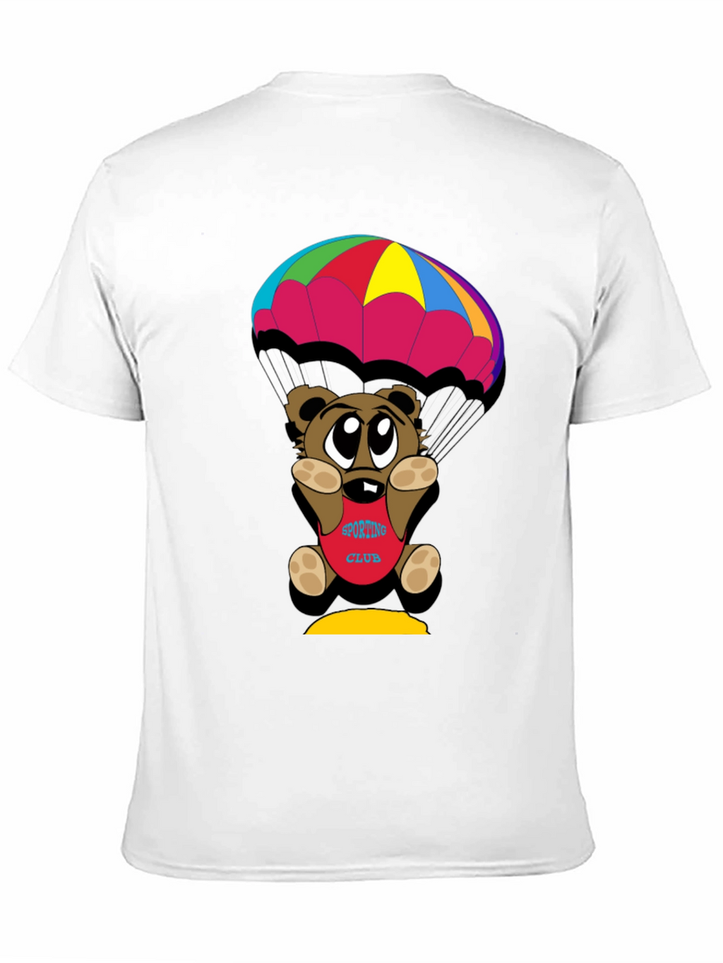 Cartoon Bear Parachute Black T-Shirt