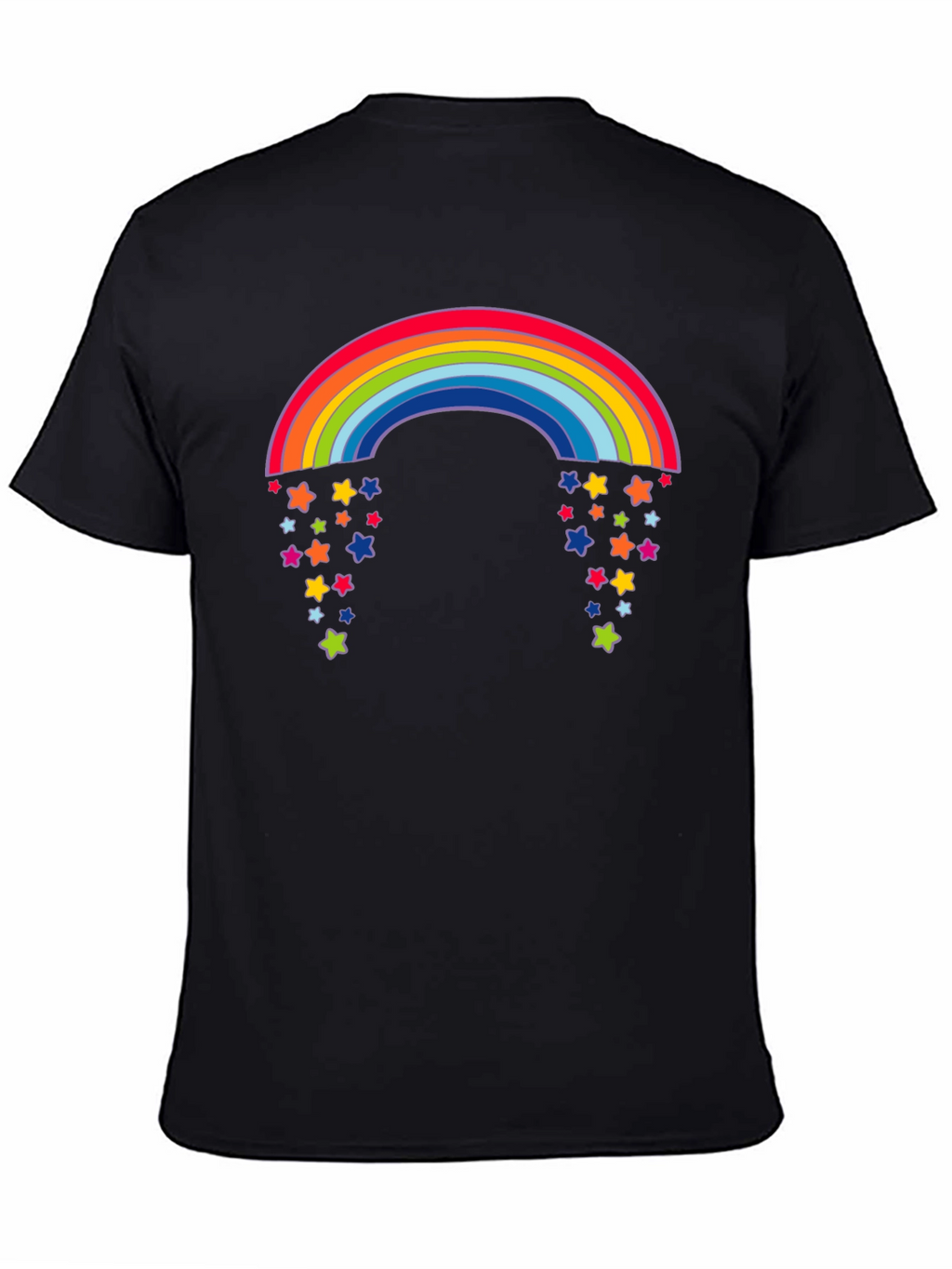 Rainbow Starfall Graphic Black T-Shirt