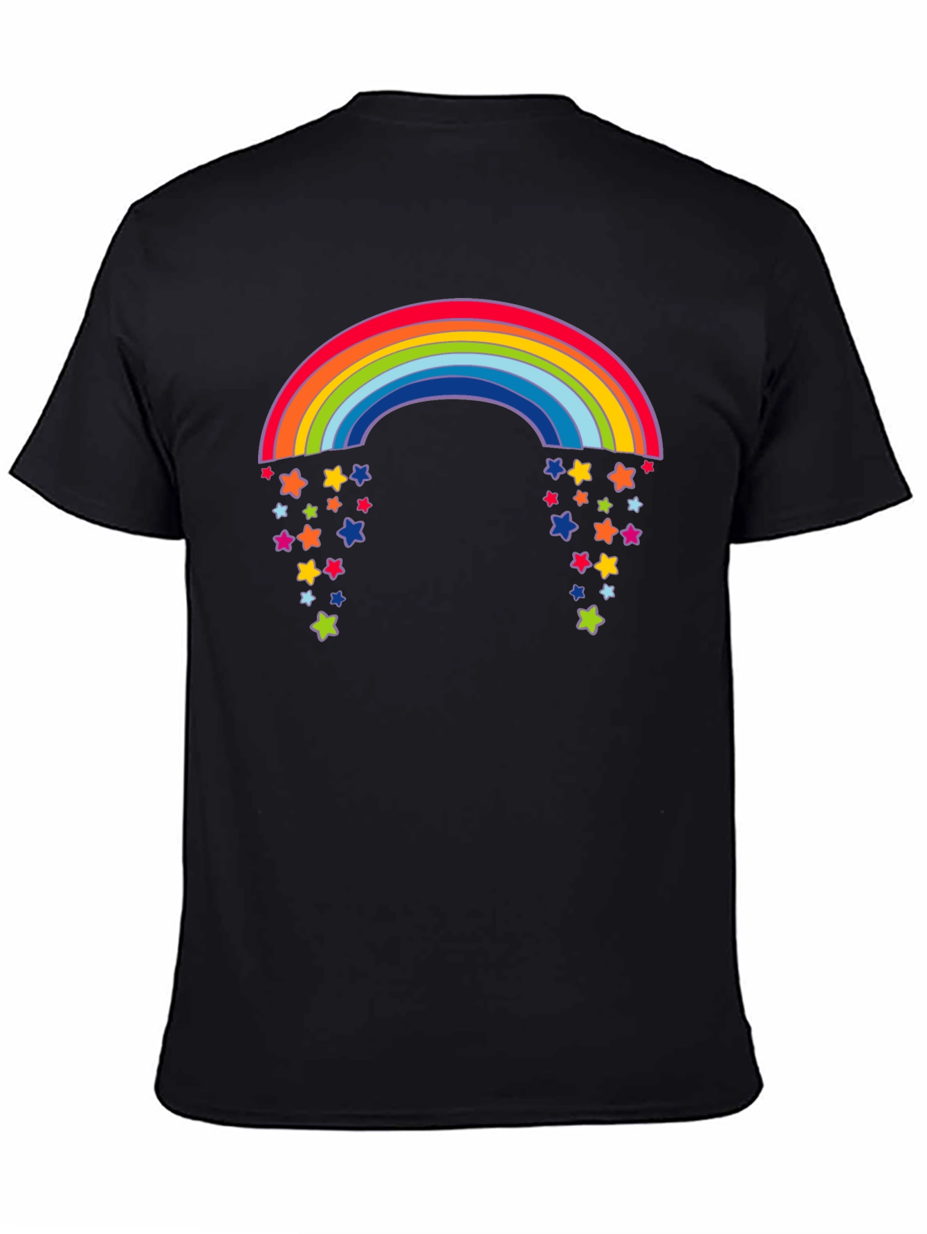 Rainbow Starfall Graphic Black T-Shirt