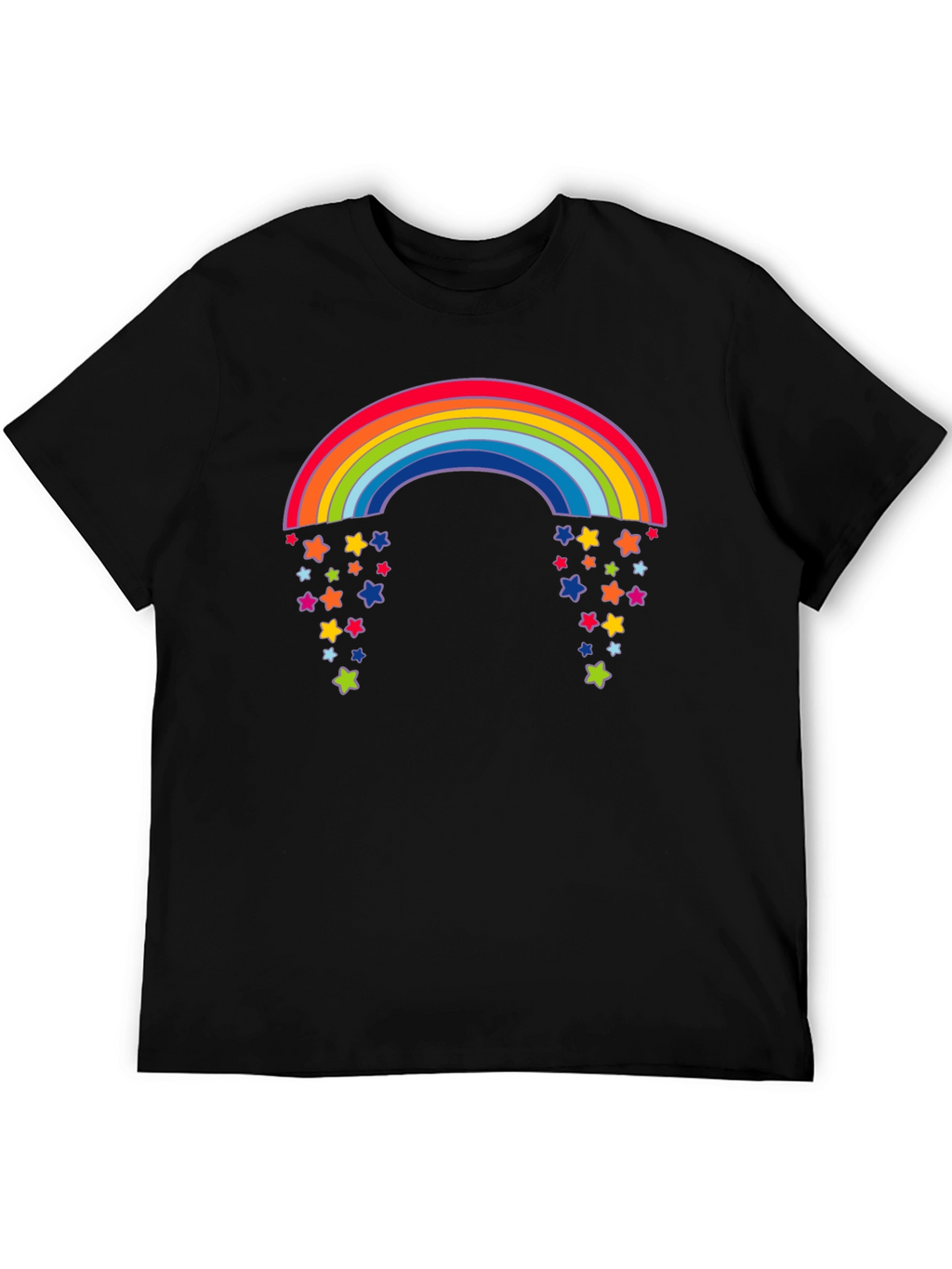Rainbow Starfall Graphic Black T-Shirt