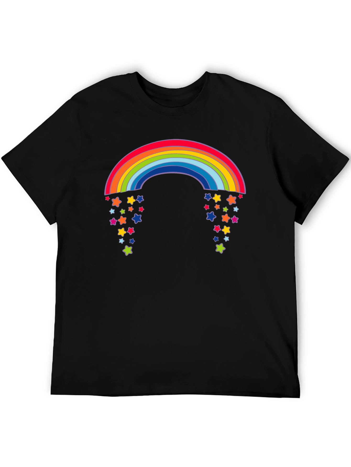 Rainbow Starfall Graphic Black T-Shirt