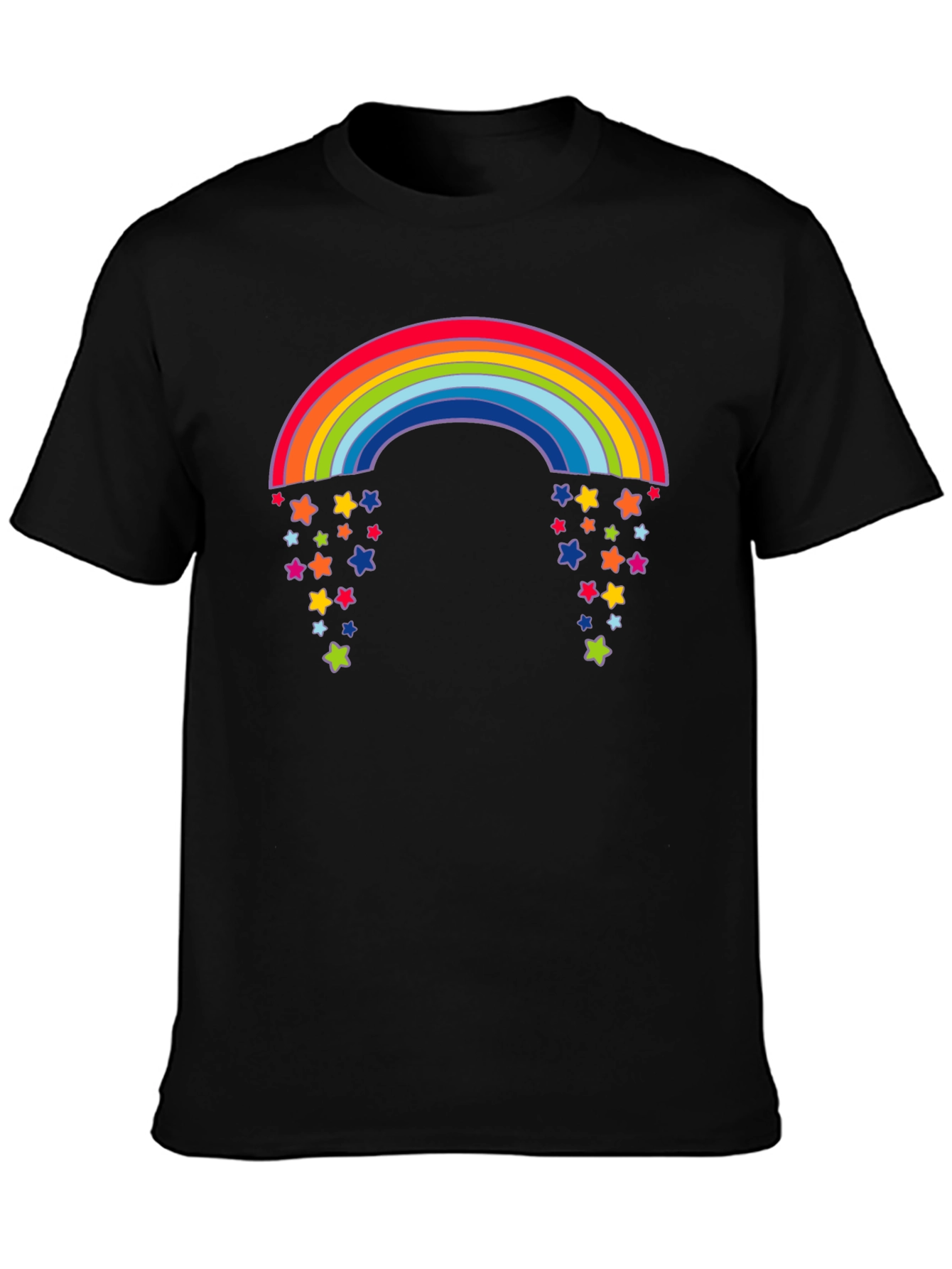 Rainbow Starfall Graphic Black T-Shirt