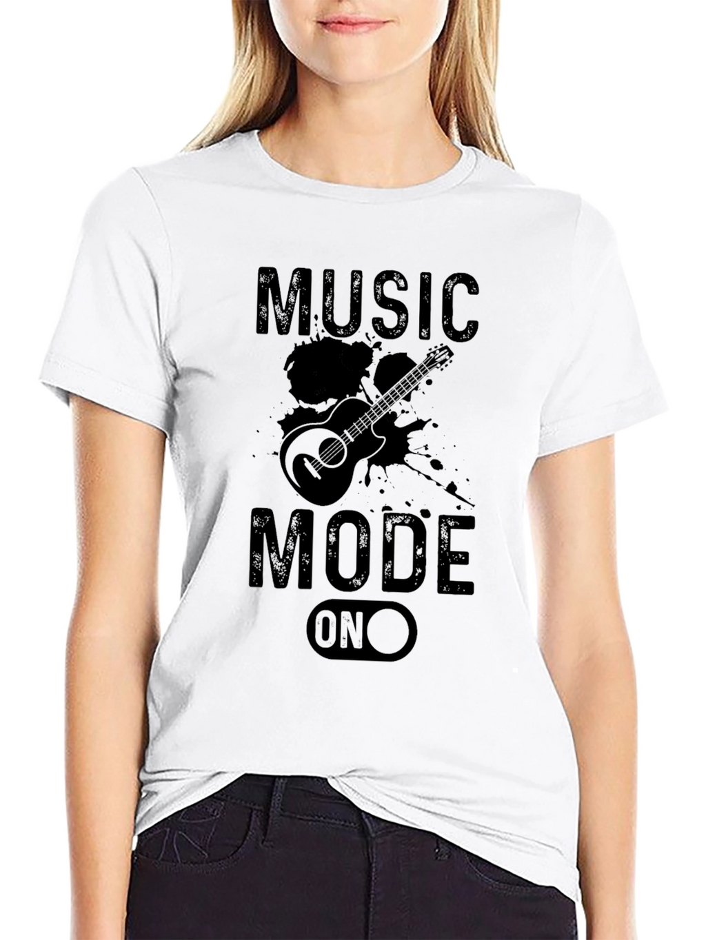 Music Mode On Graphic Black T-Shirt