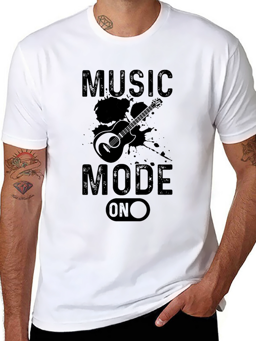 Music Mode On Graphic Black T-Shirt