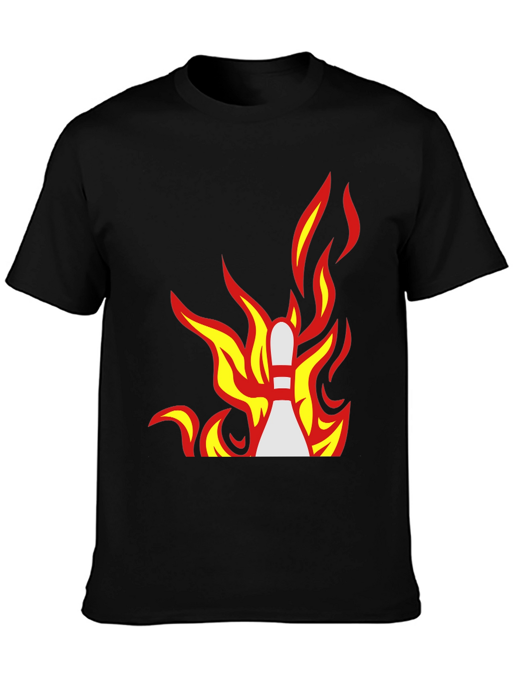 Flaming Bowling Pin Graphic Tee - Strike a Style!