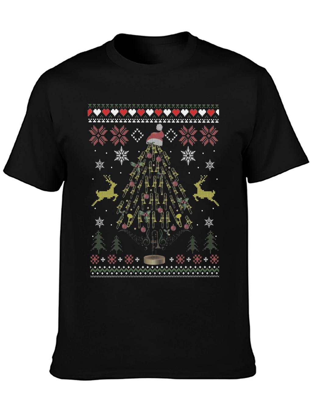 Trombone Christmas Tree Ugly Sweater T-Shirt