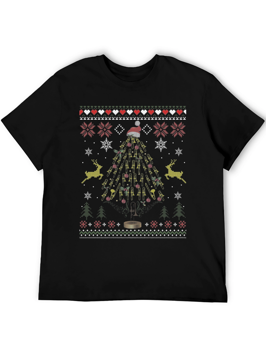 Trombone Christmas Tree Ugly Sweater T-Shirt