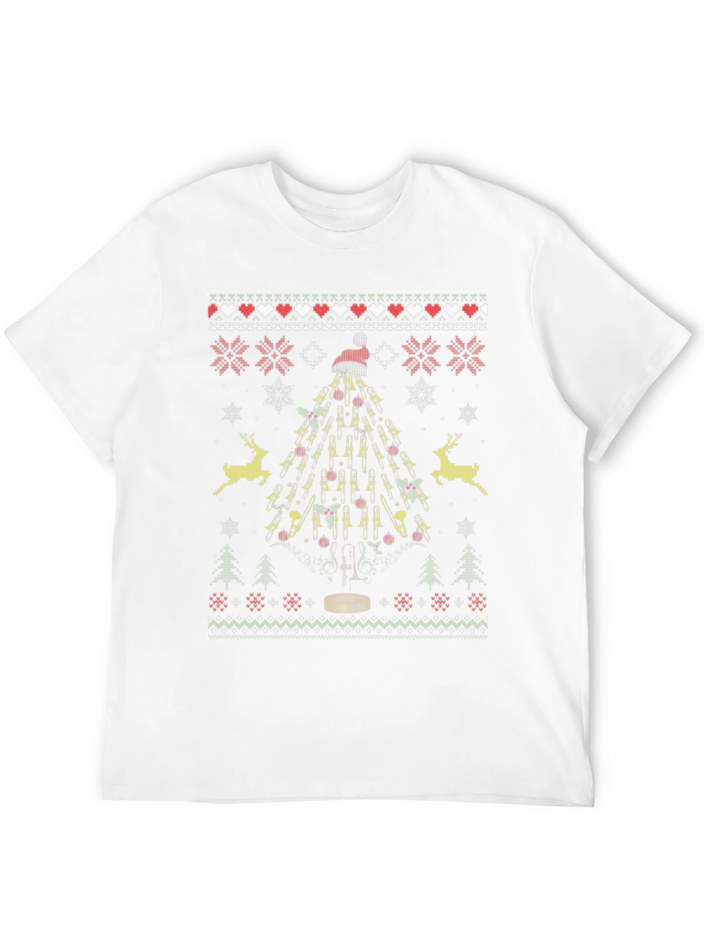 Trombone Christmas Tree Ugly Sweater T-Shirt