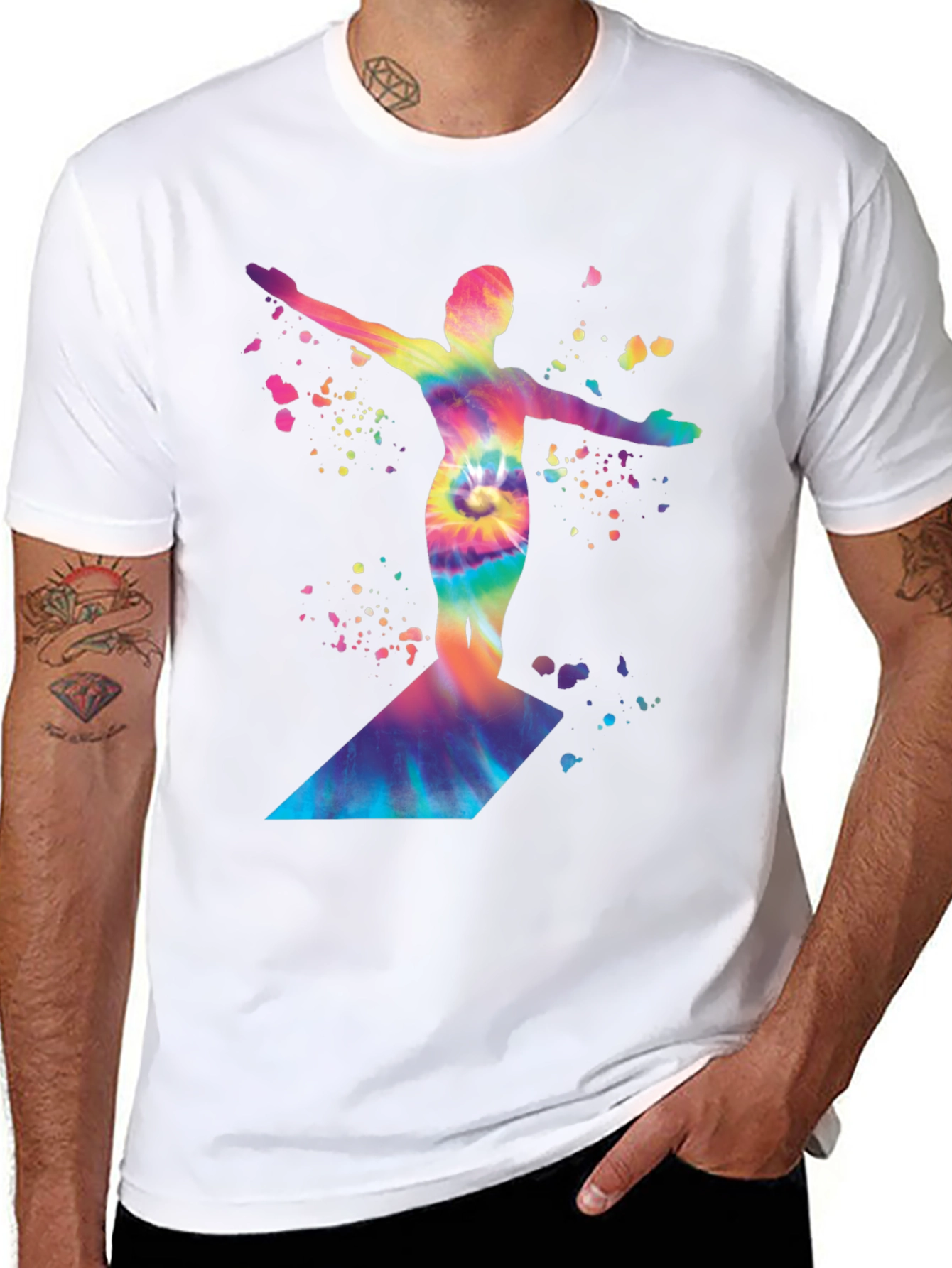 Tie-Dye Diver Graphic Black T-Shirt
