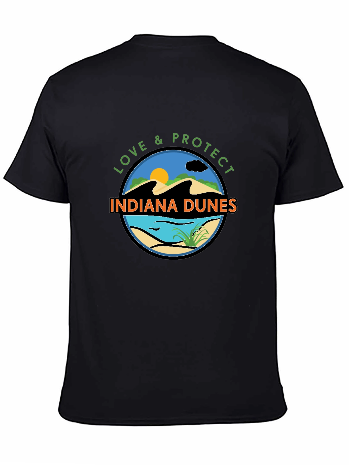 Indiana Dunes Love & Protect Black Graphic Tee