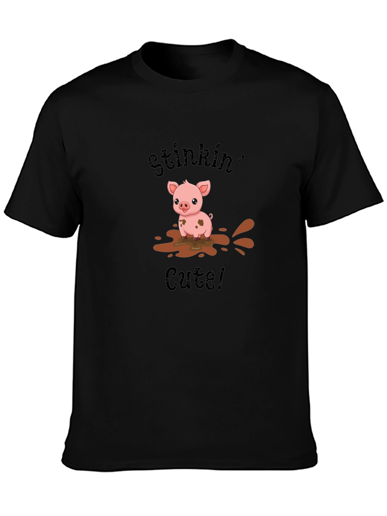 Stinkin Cute Pig Black T-Shirt