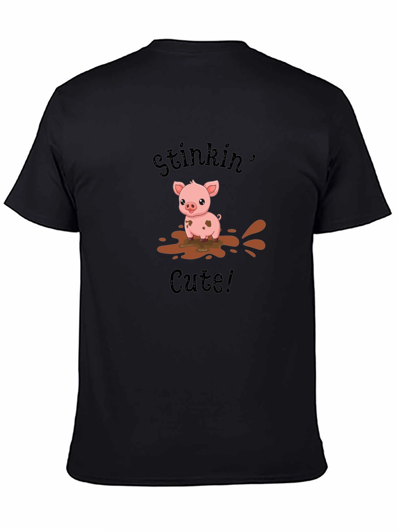 Stinkin Cute Pig Black T-Shirt