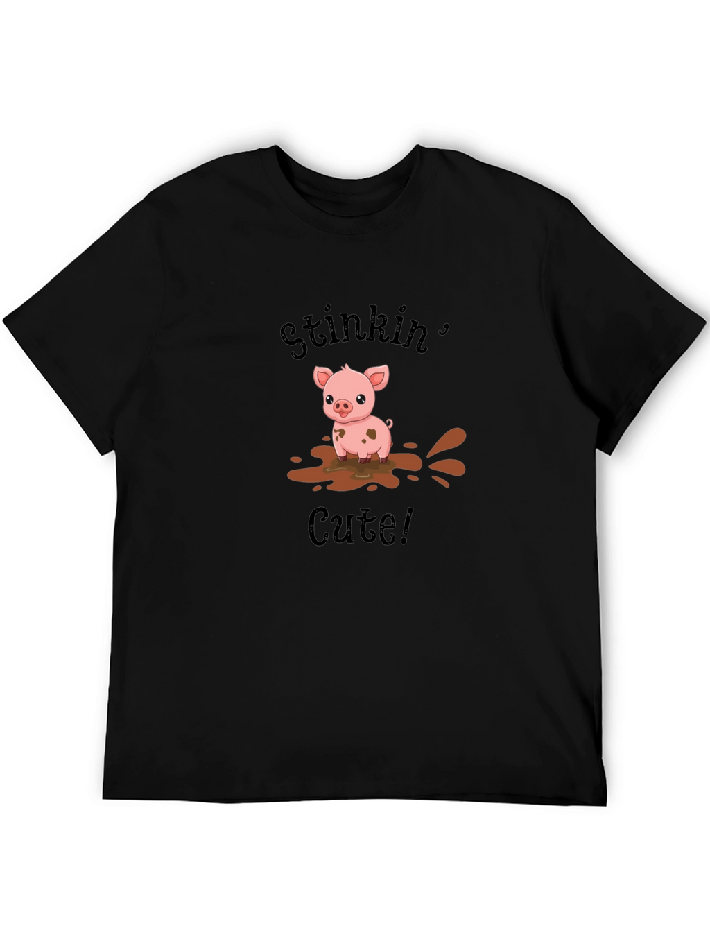 Stinkin Cute Pig Black T-Shirt