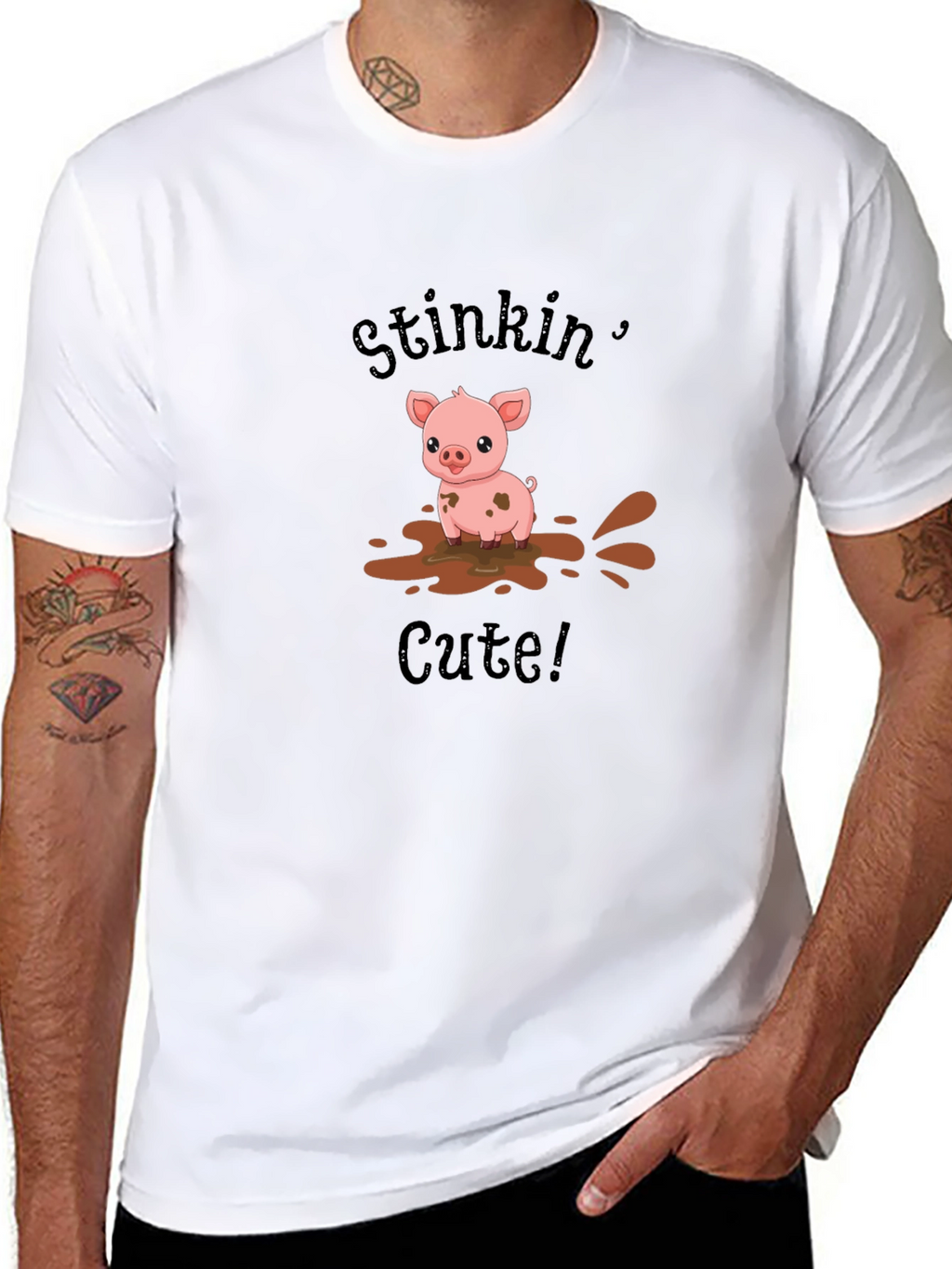 Stinkin Cute Pig Black T-Shirt