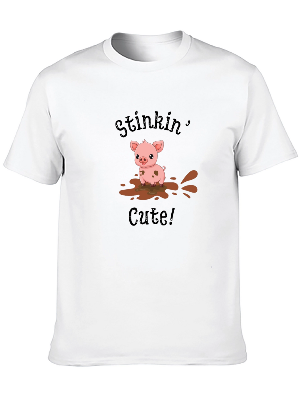 Stinkin Cute Pig Black T-Shirt