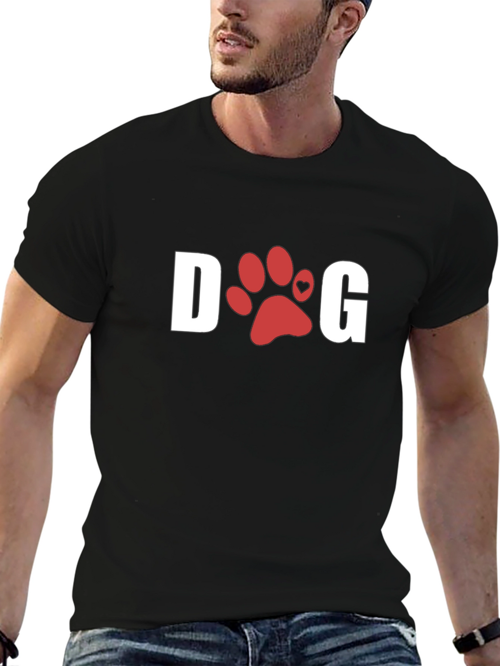 Dog Paw Print T-Shirt - Black