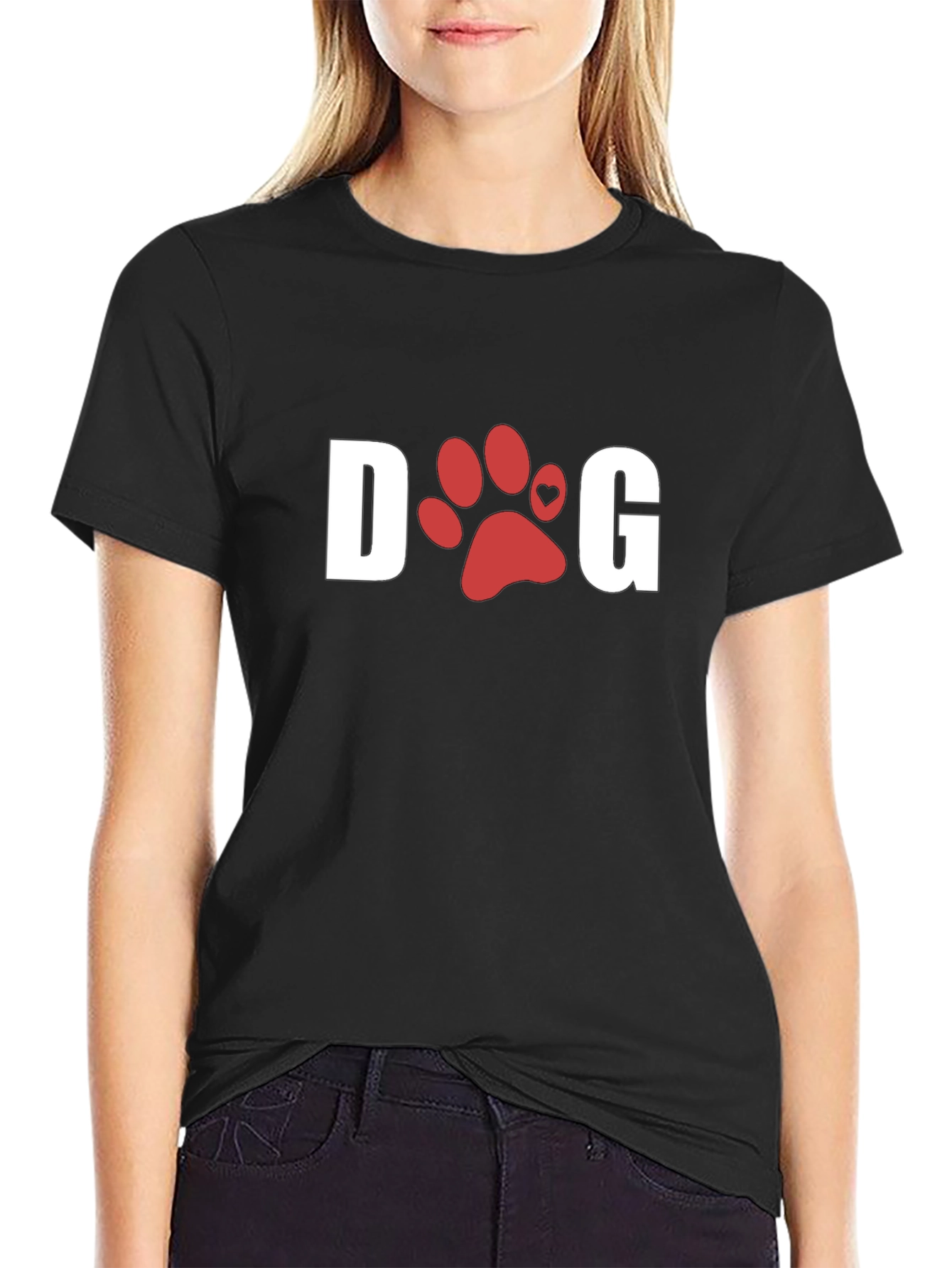 Dog Paw Print T-Shirt - Black