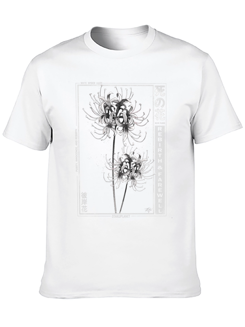 White Spider Lily Graphic T-Shirt
