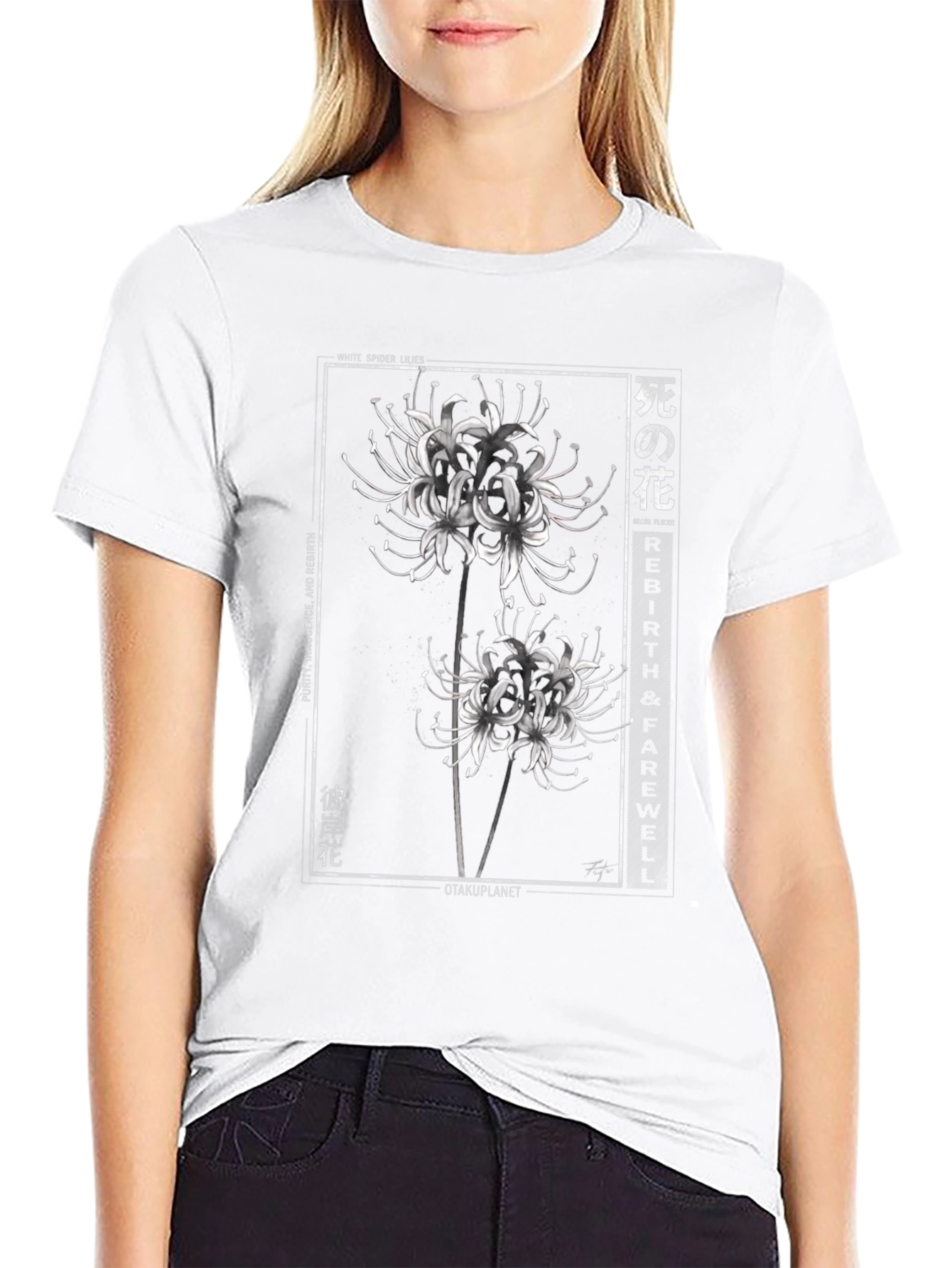 White Spider Lily Graphic T-Shirt