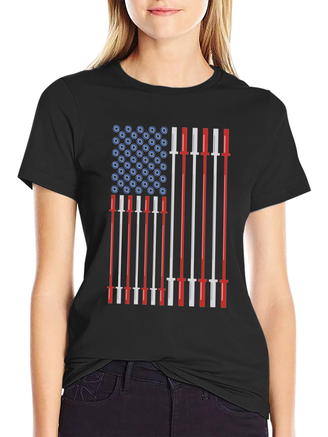 American Flag Barbell T-Shirt