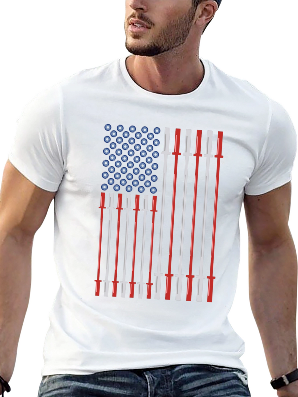 American Flag Barbell T-Shirt