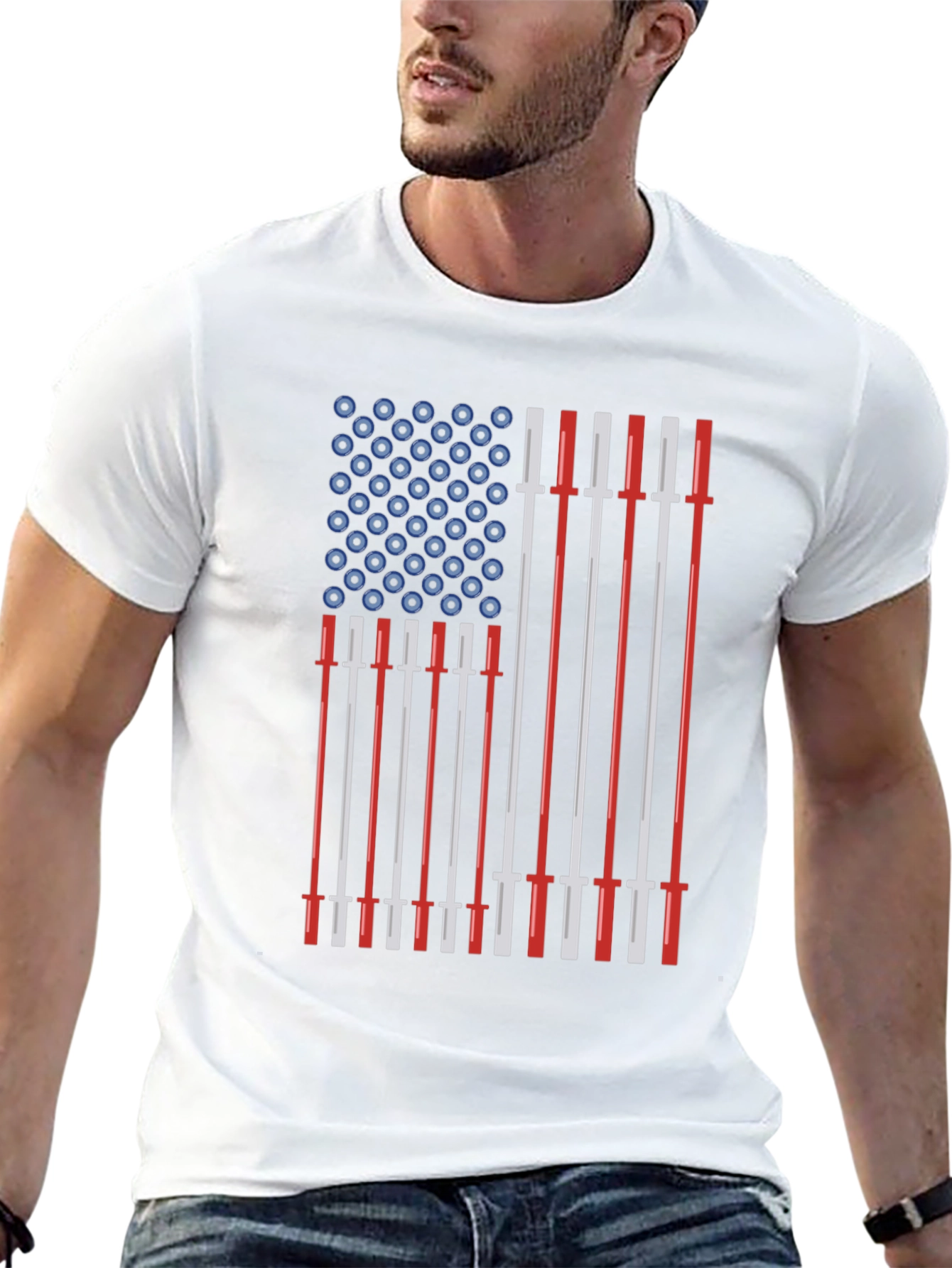 American Flag Barbell T-Shirt