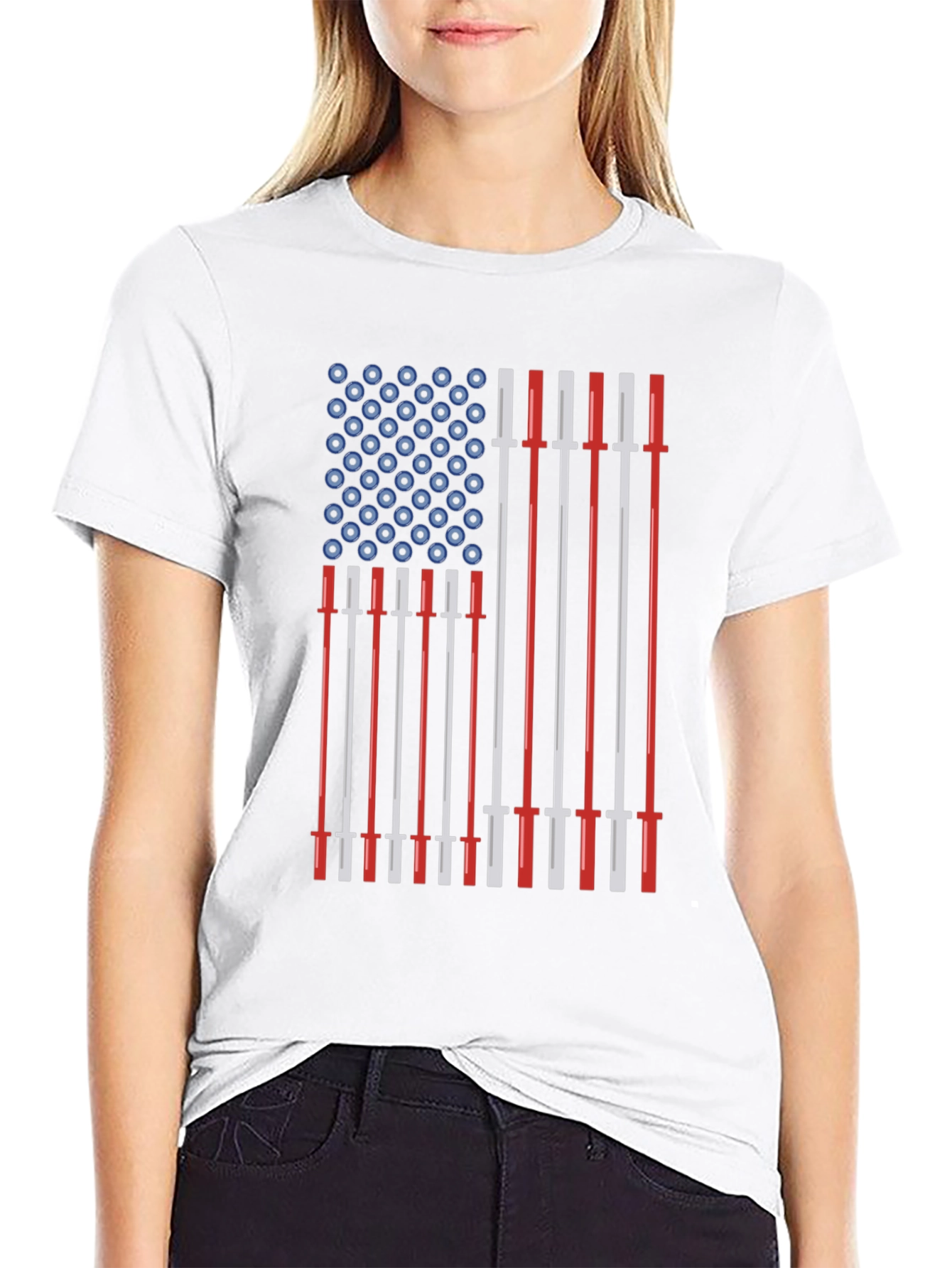 American Flag Barbell T-Shirt