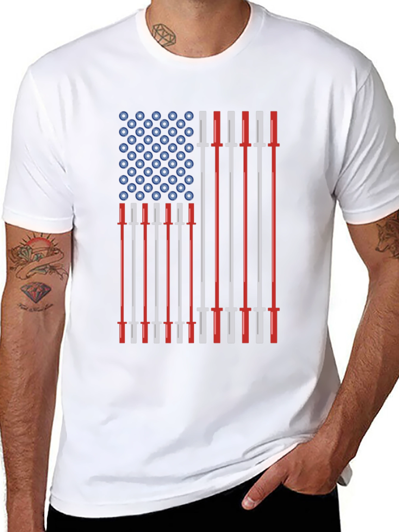 American Flag Barbell T-Shirt