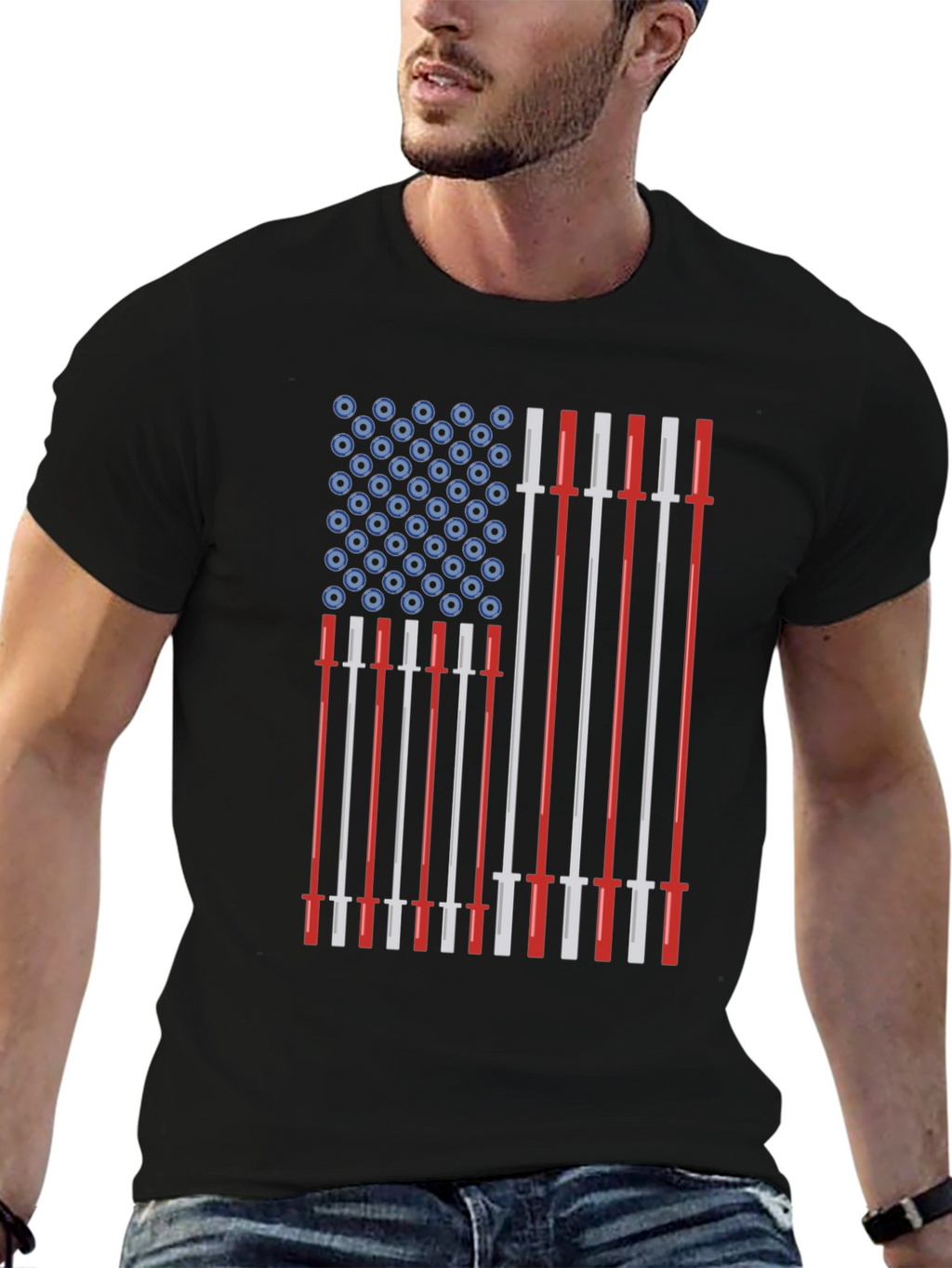American Flag Barbell T-Shirt