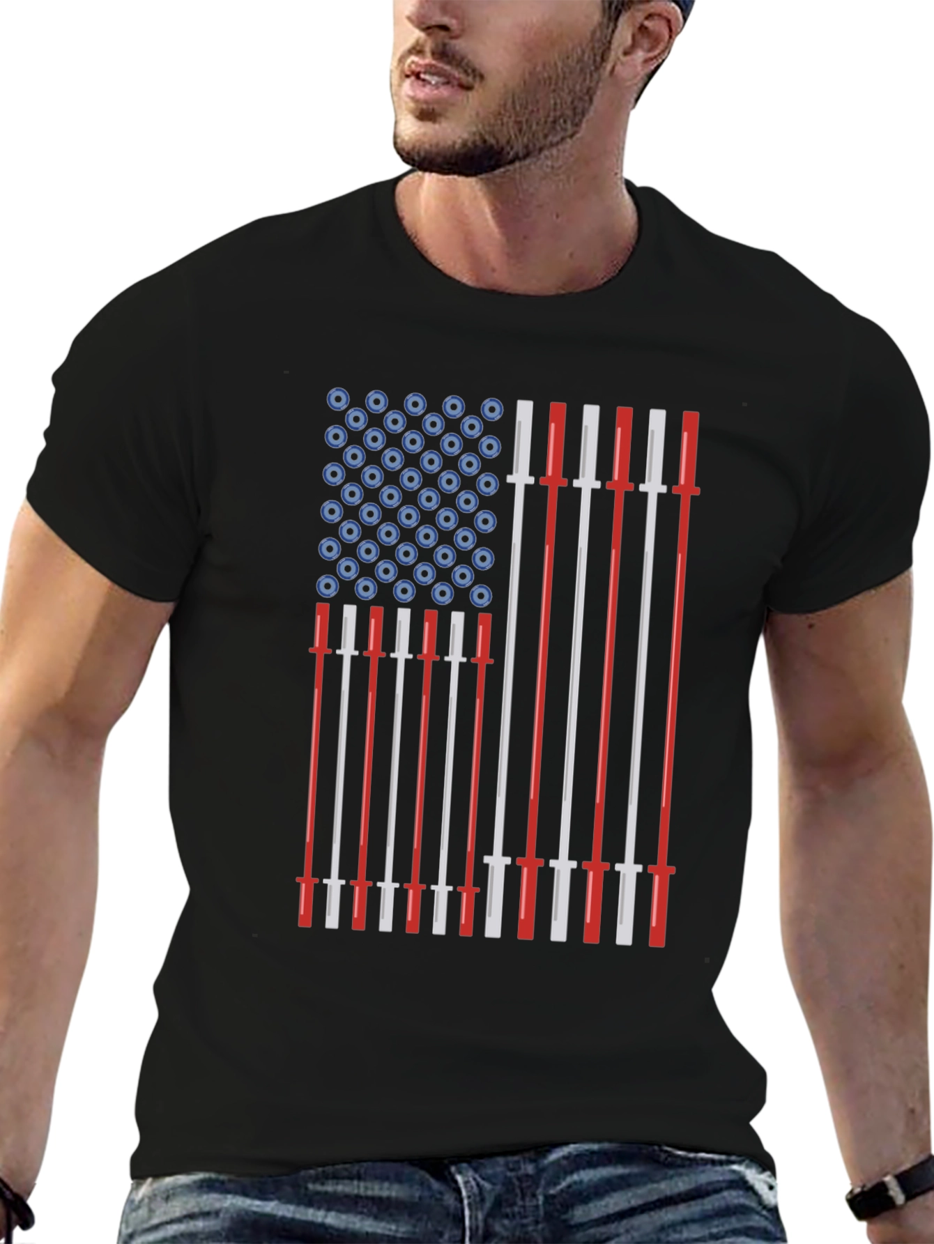 American Flag Barbell T-Shirt