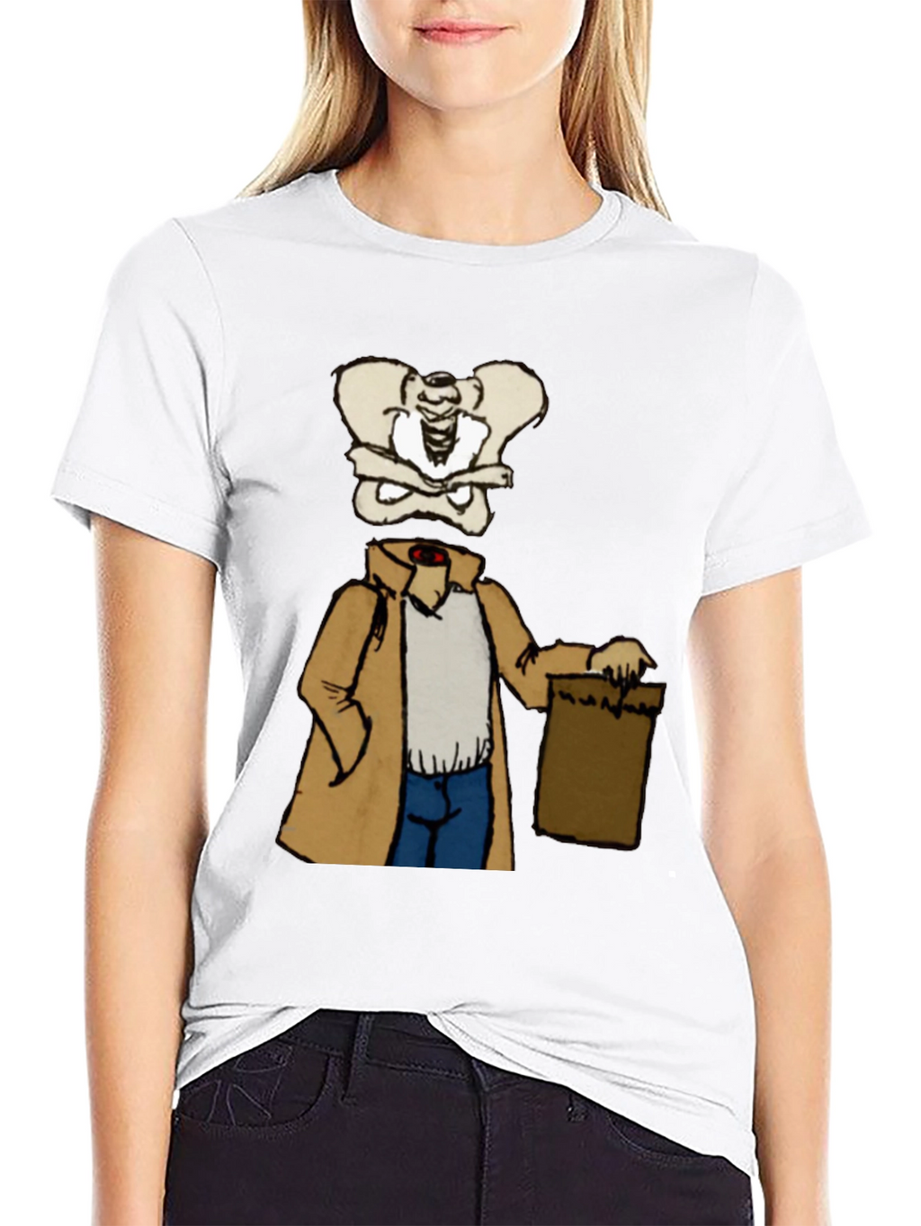 Bone Head in Trench Coat Black T-Shirt