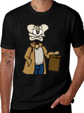 Bone Head in Trench Coat Black T-Shirt