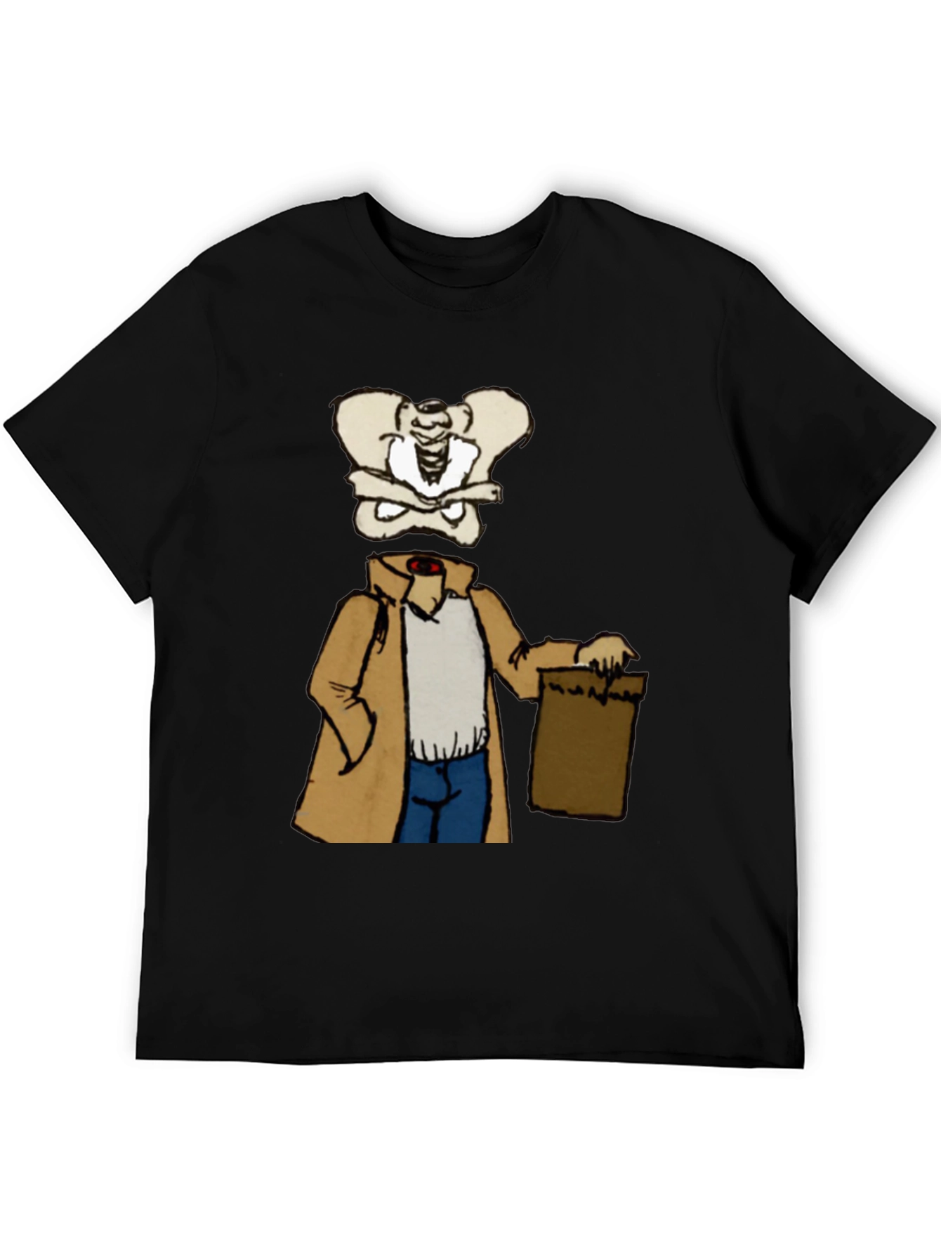 Bone Head in Trench Coat Black T-Shirt