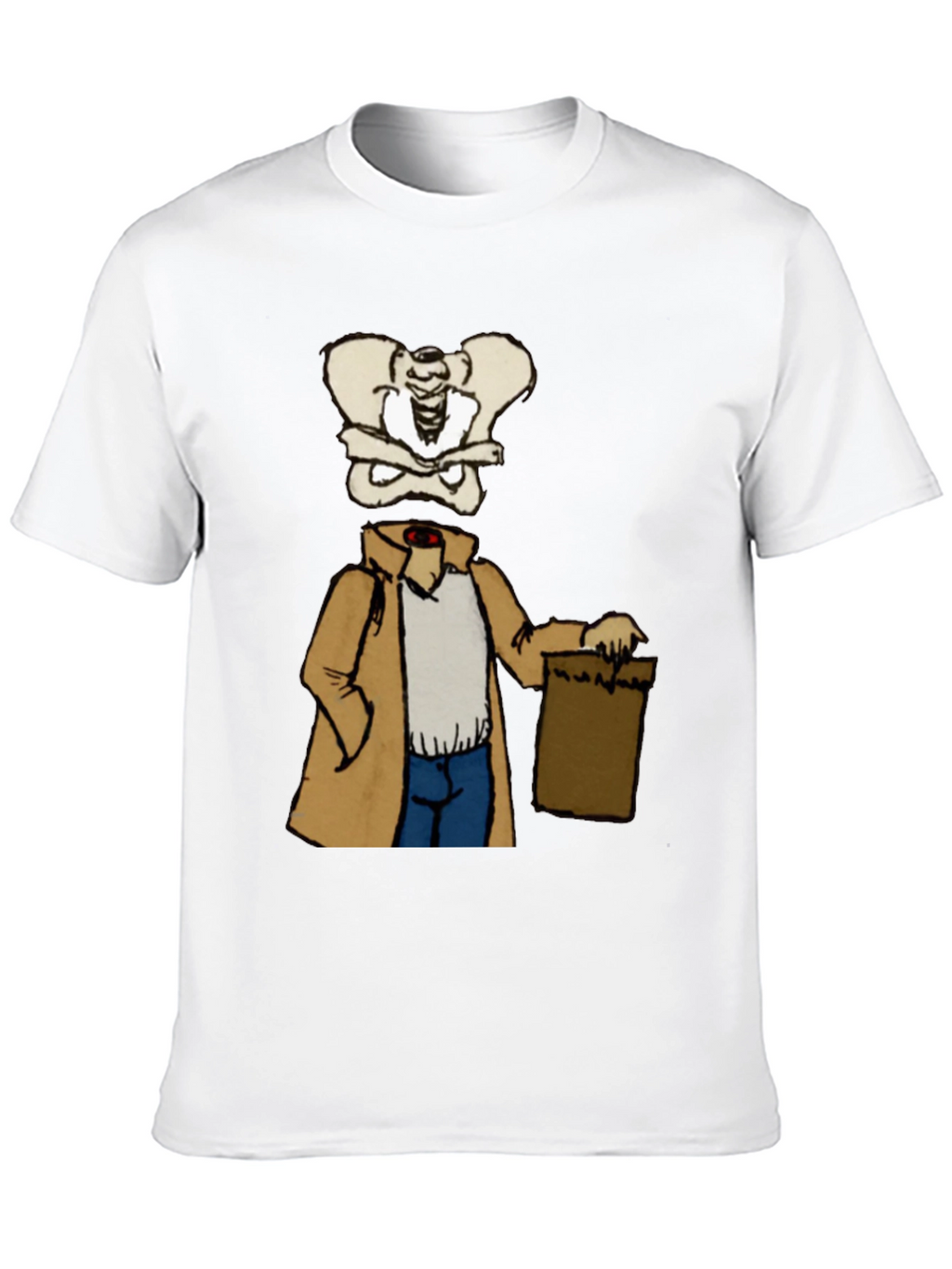 Bone Head in Trench Coat Black T-Shirt