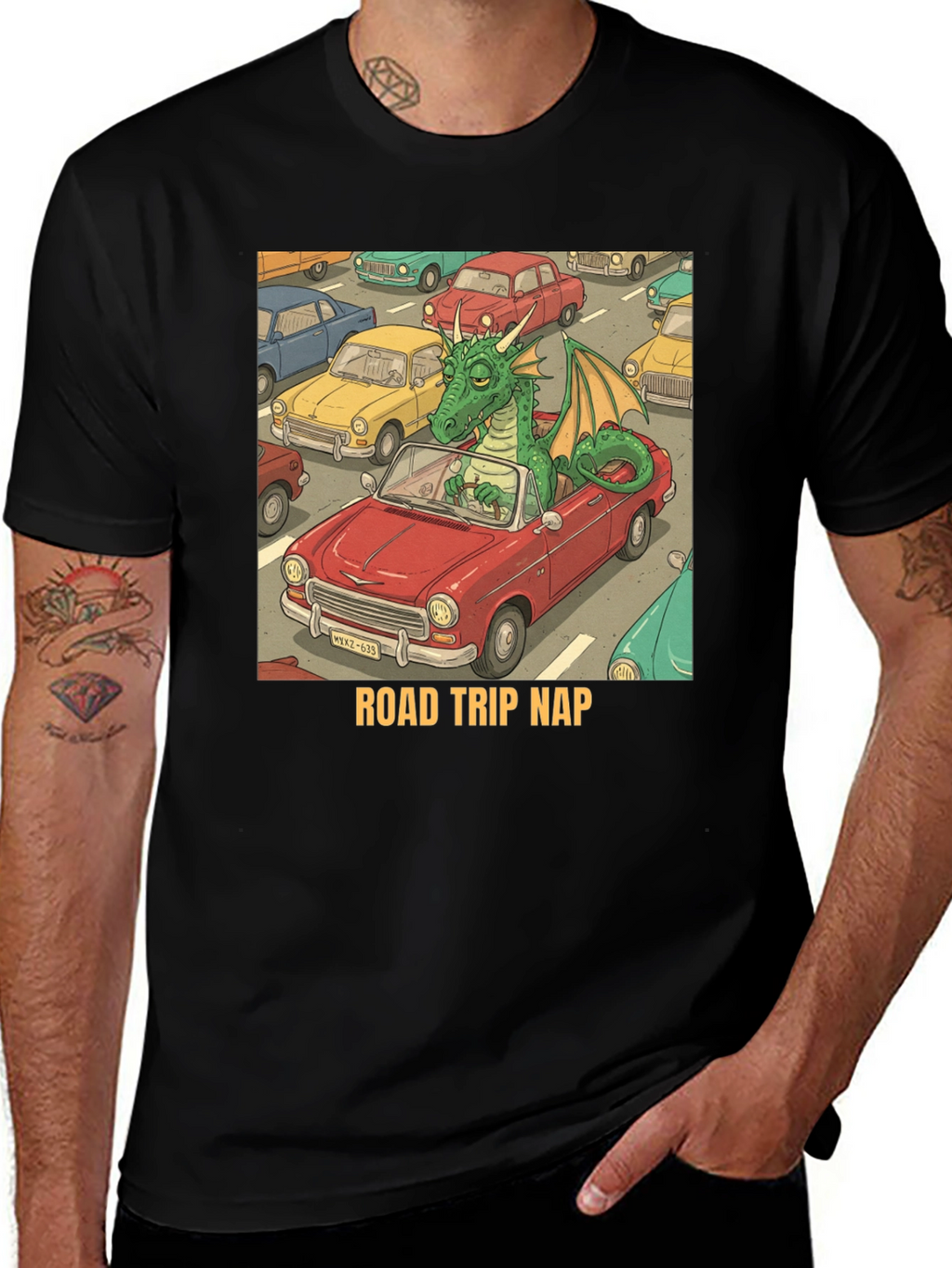 Road Trip Nap Dragon Graphic Tee
