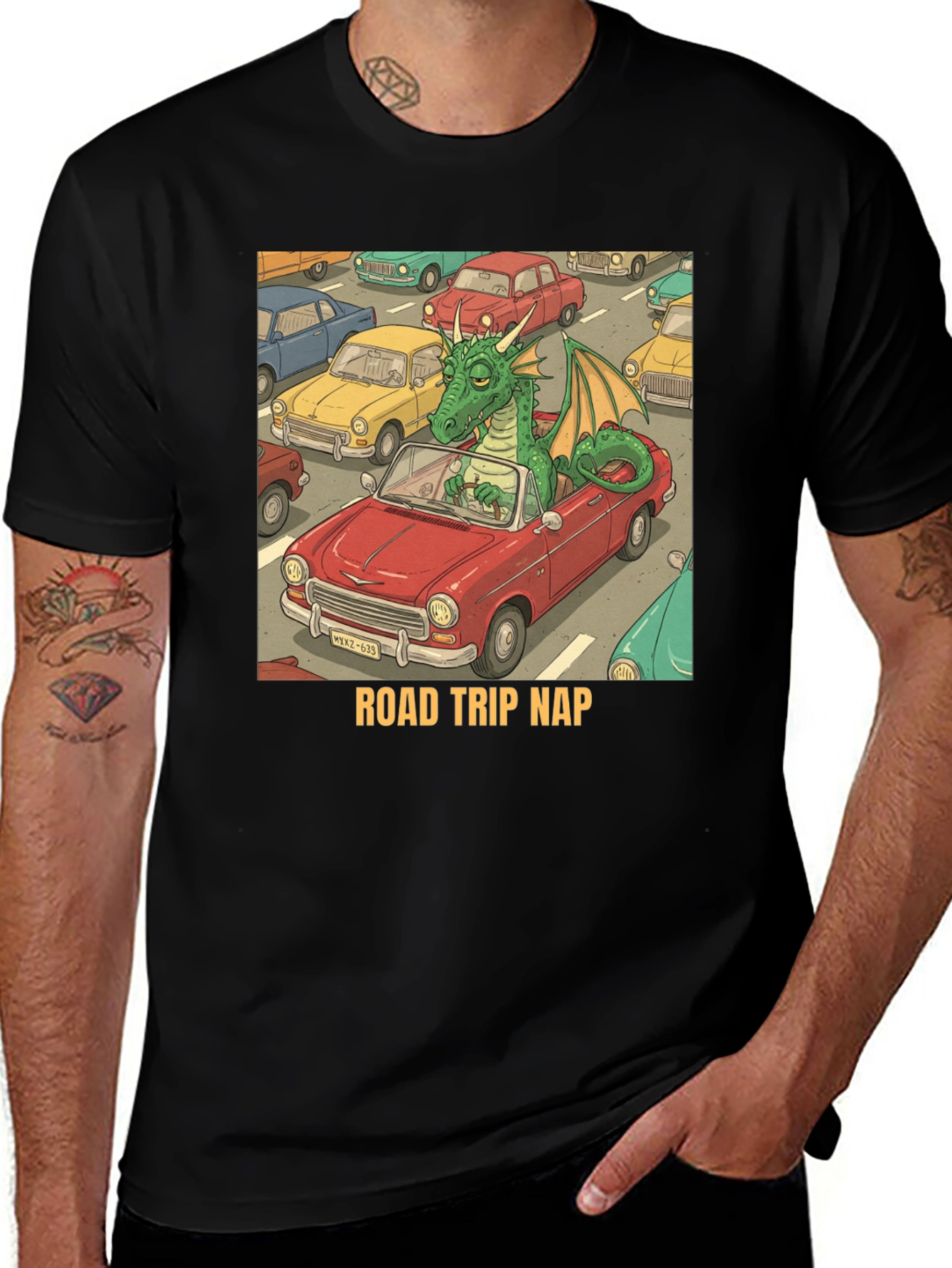 Road Trip Nap Dragon Graphic Tee