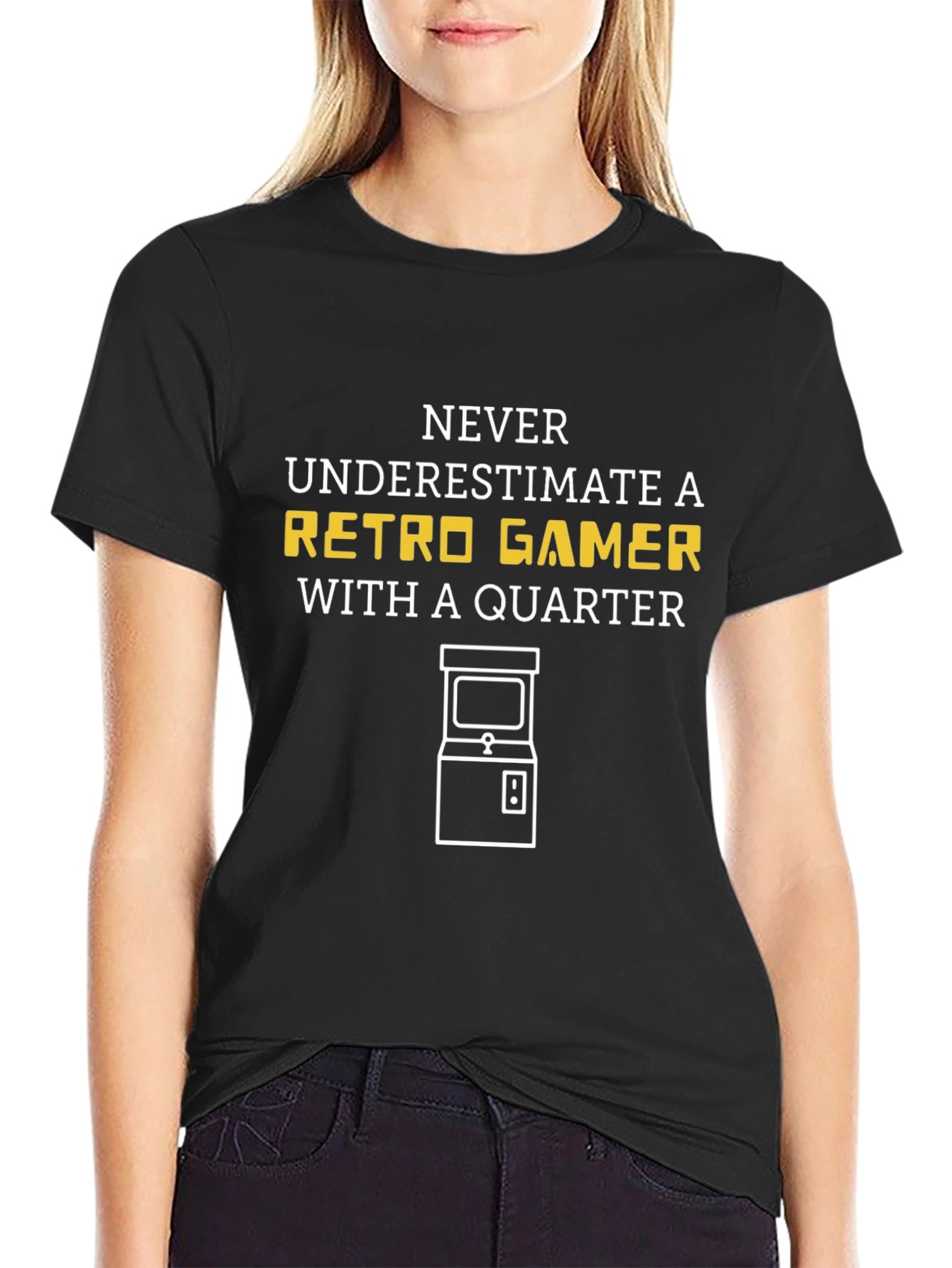 Retro Gamer T-Shirt - Never Underestimate with a Quarter Tee