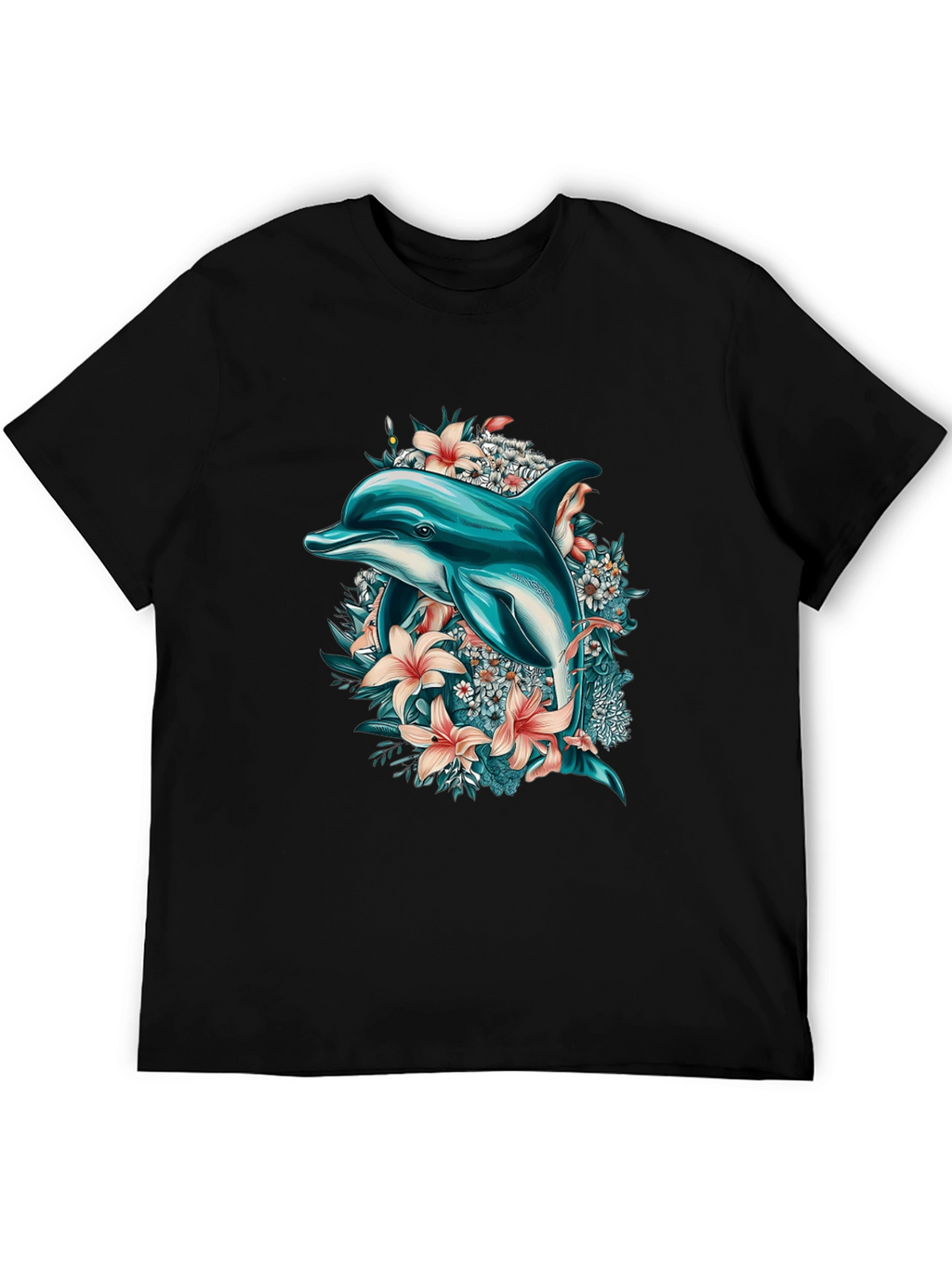 Dolphin & Floral Print T-Shirt
