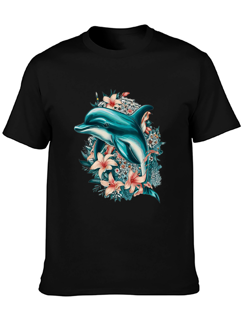 Dolphin & Floral Print T-Shirt
