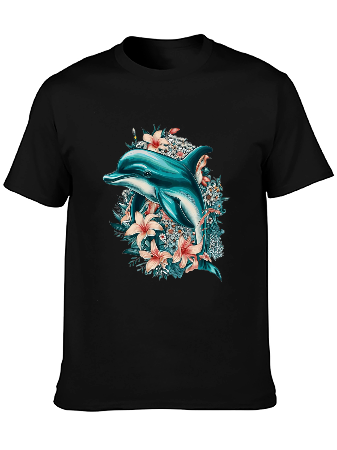 Dolphin & Floral Print T-Shirt