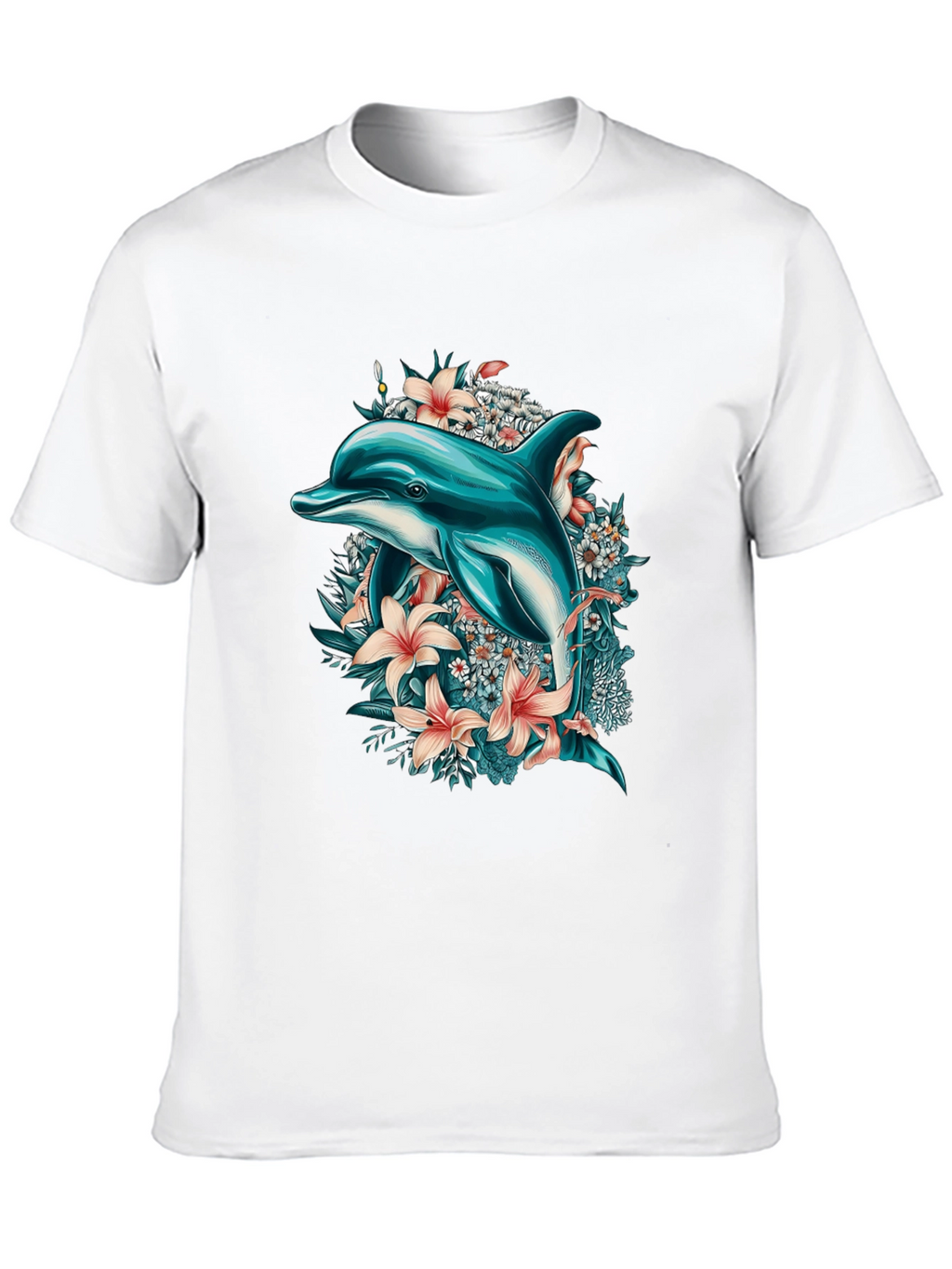 Dolphin & Floral Print T-Shirt