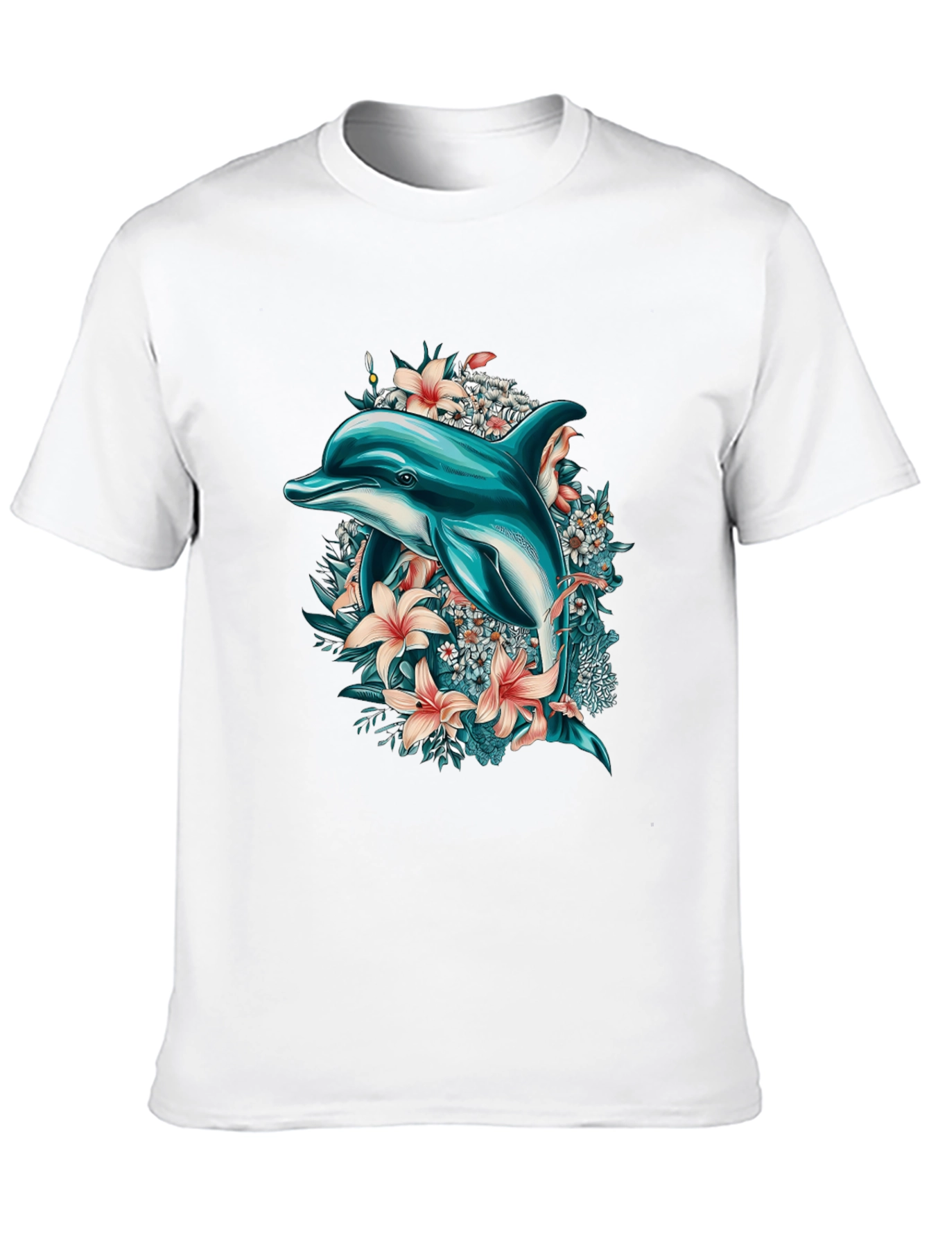 Dolphin & Floral Print T-Shirt