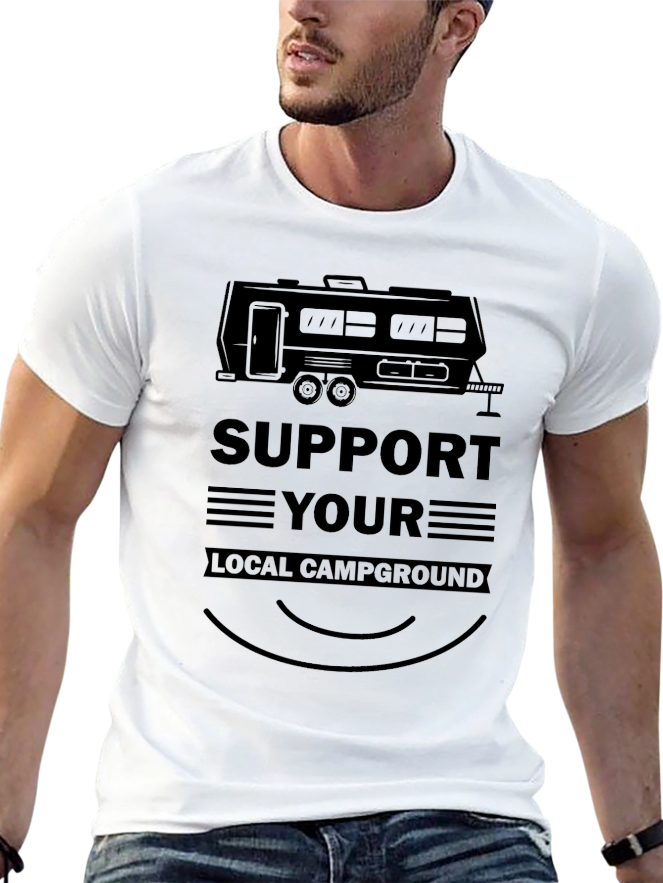 Support Your Local Campground Black Graphic Tee