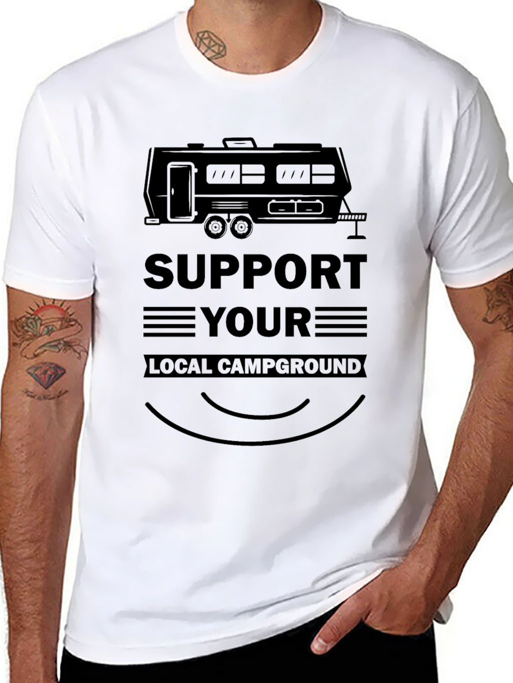 Support Your Local Campground Black Graphic Tee