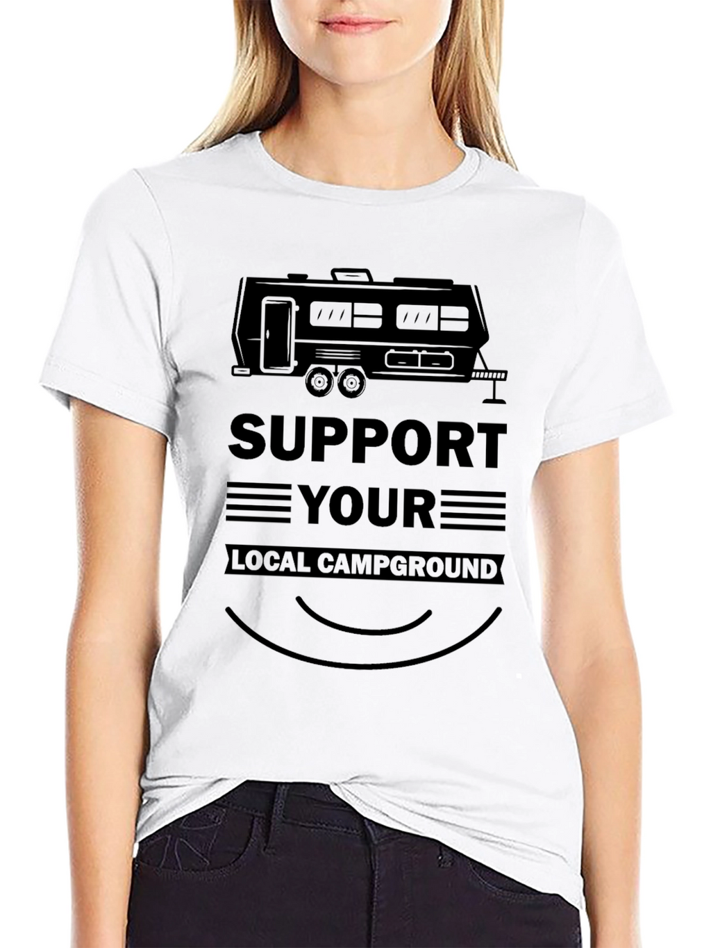 Support Your Local Campground Black Graphic Tee