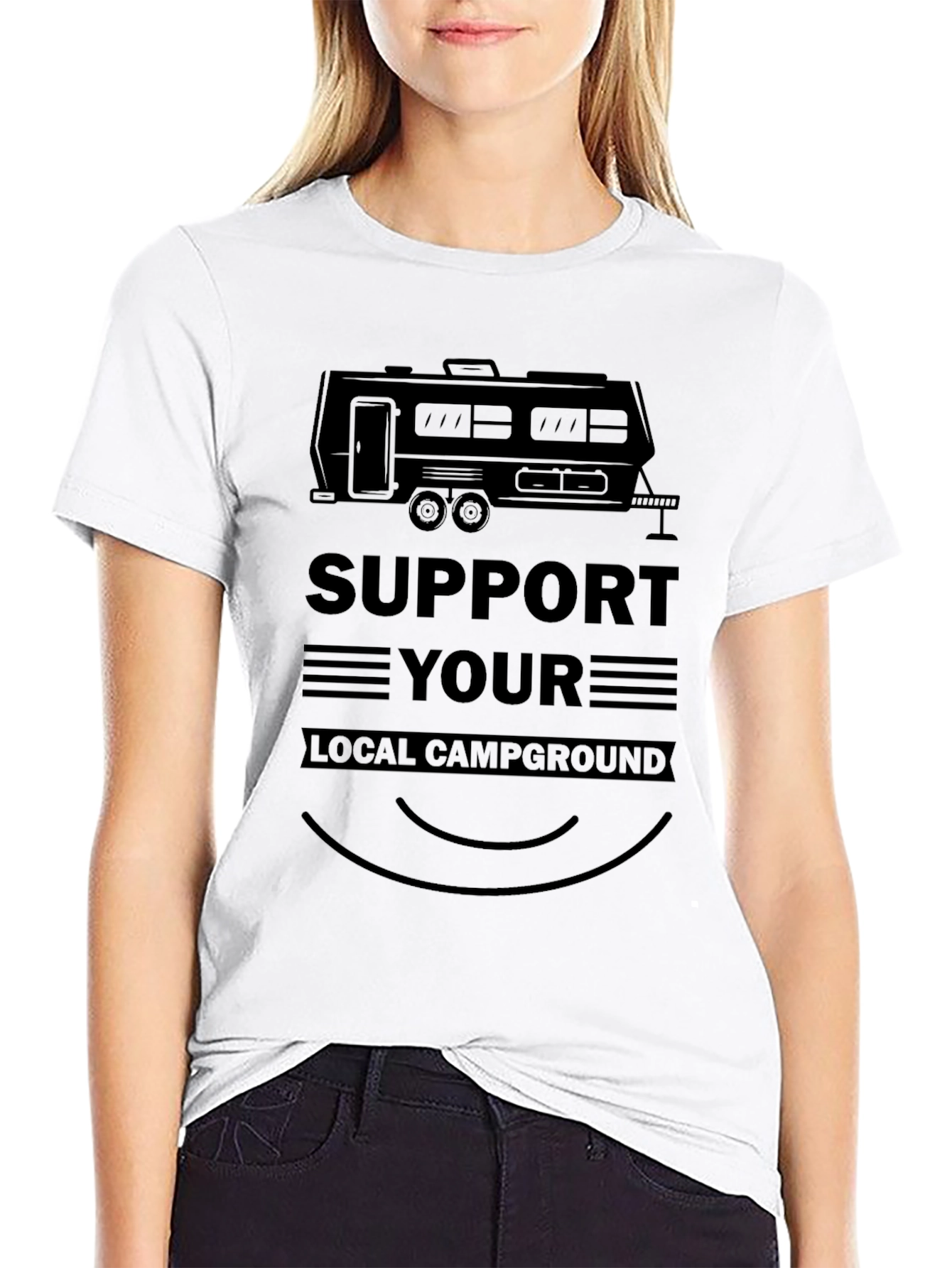 Support Your Local Campground Black Graphic Tee